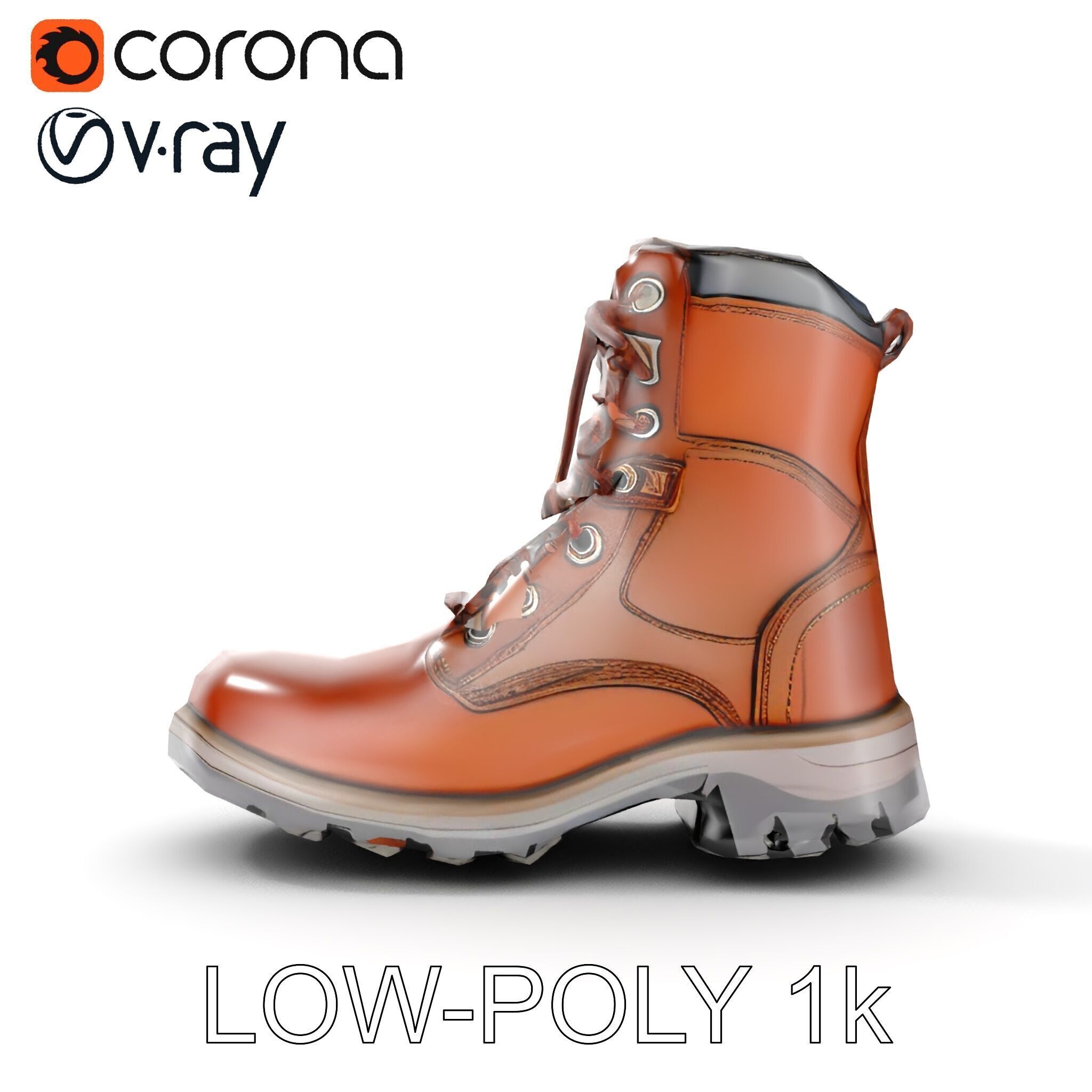 Leather Boot Model Pack with Detailed Textures Low-poly 3D model_31