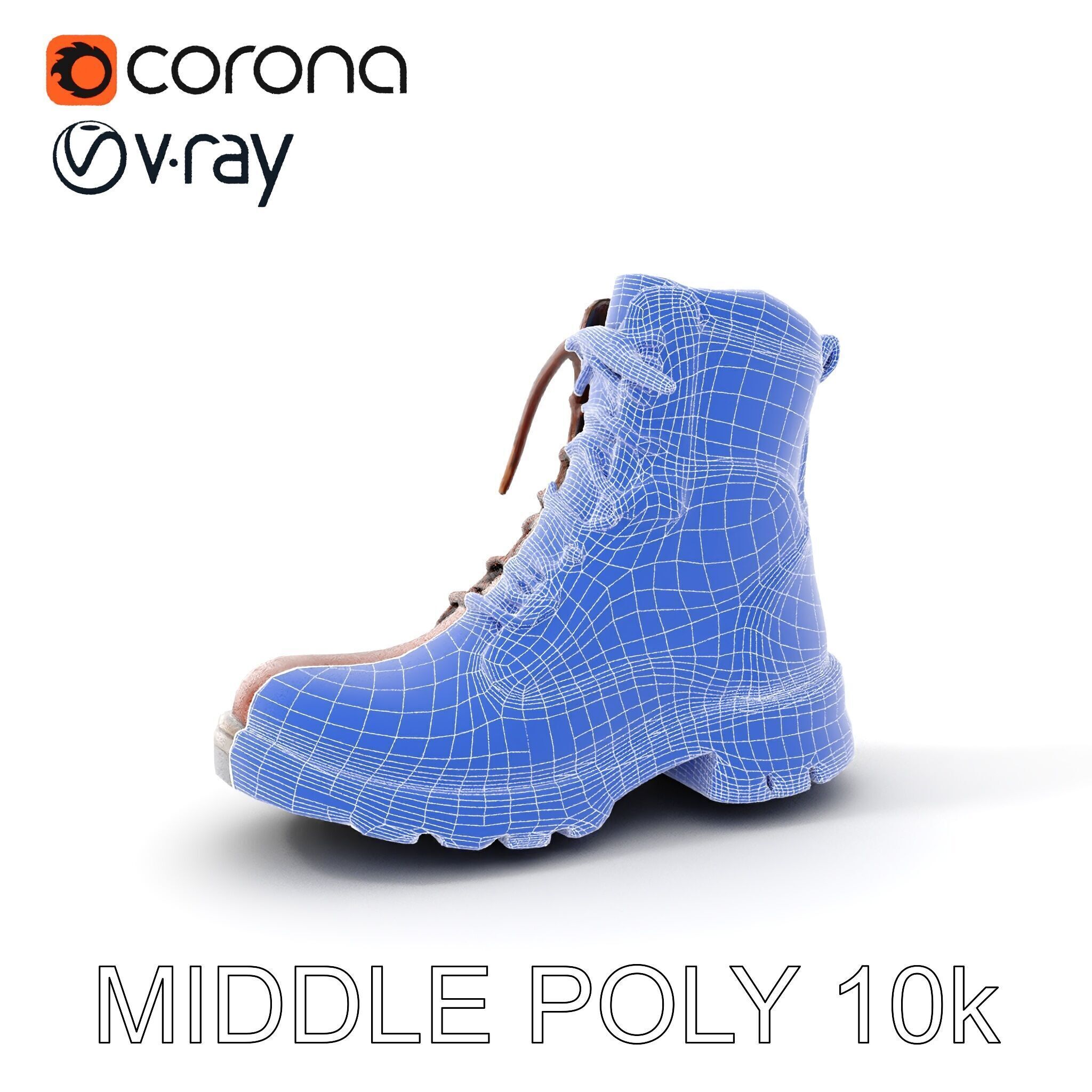 Leather Boot Model Pack with Detailed Textures Low-poly 3D model_19