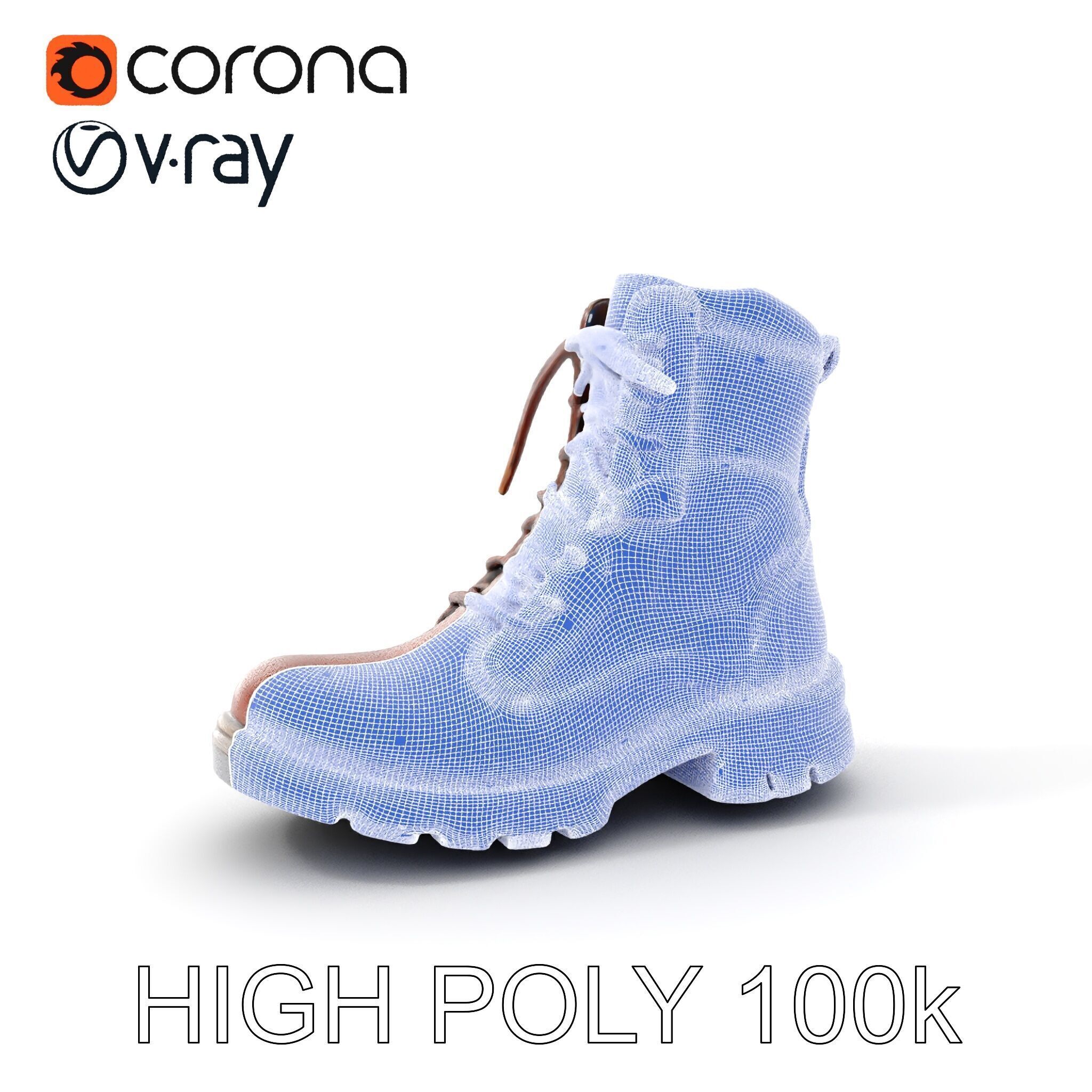 Leather Boot Model Pack with Detailed Textures Low-poly 3D model_4