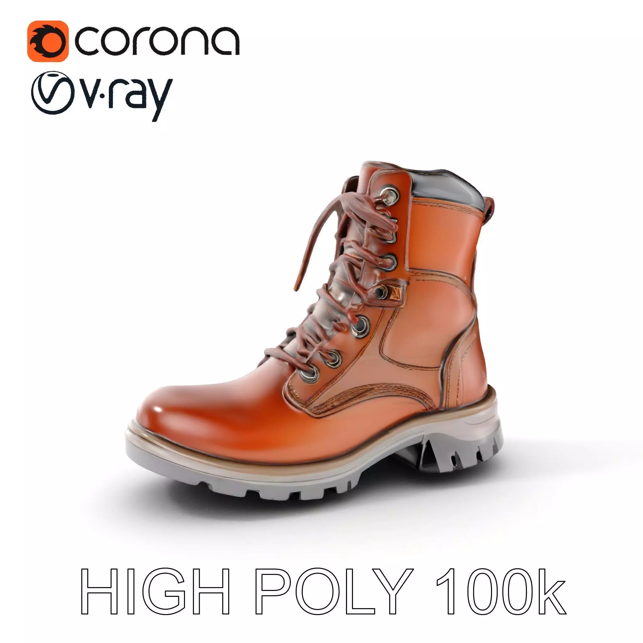 Leather Boot Model Pack with Detailed Textures Low-poly 3D model_0