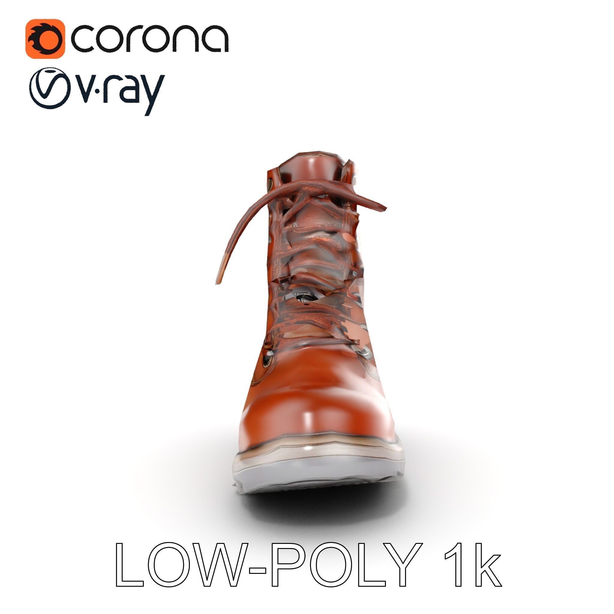 Leather Boot Model Pack with Detailed Textures Low-poly 3D model_20