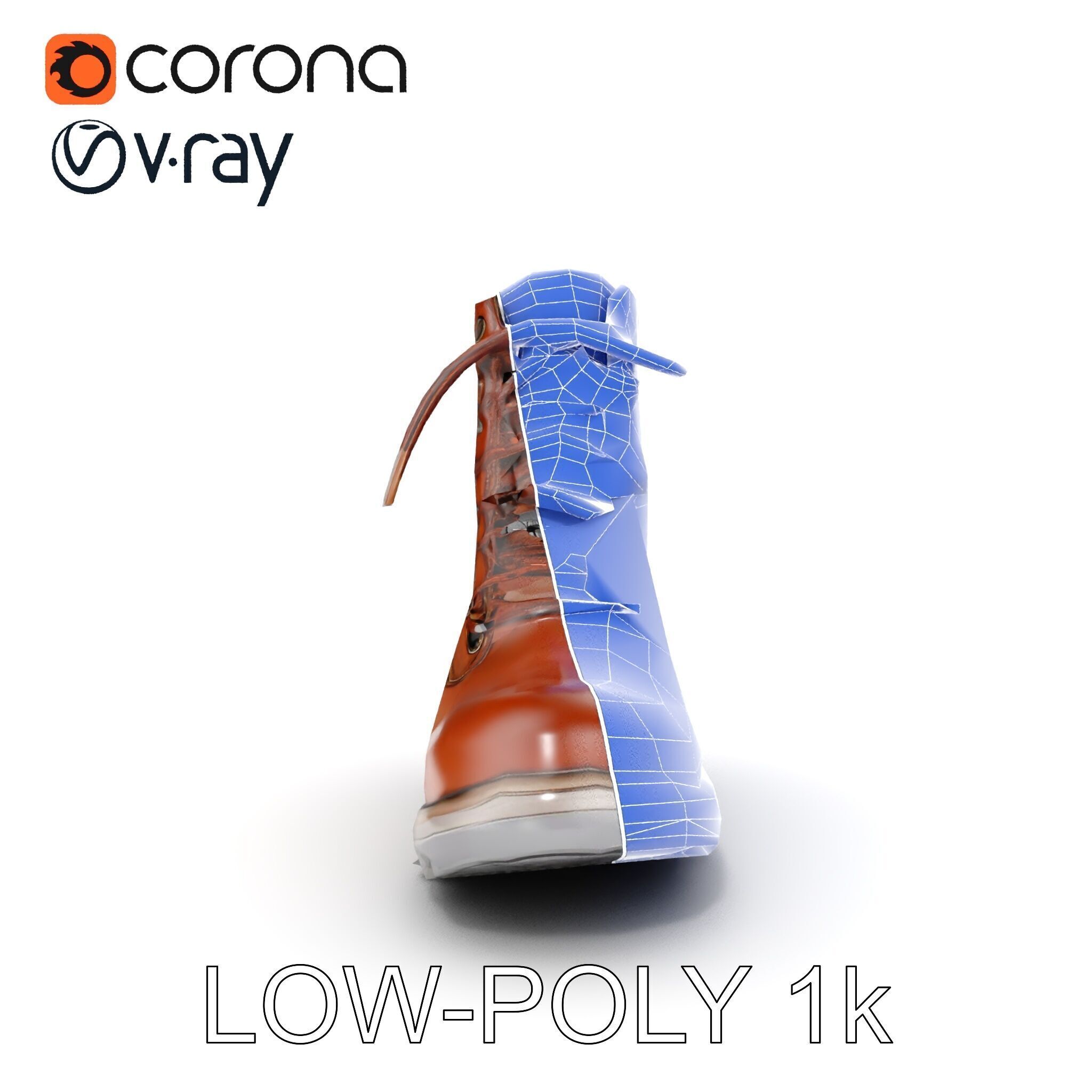 Leather Boot Model Pack with Detailed Textures Low-poly 3D model_22