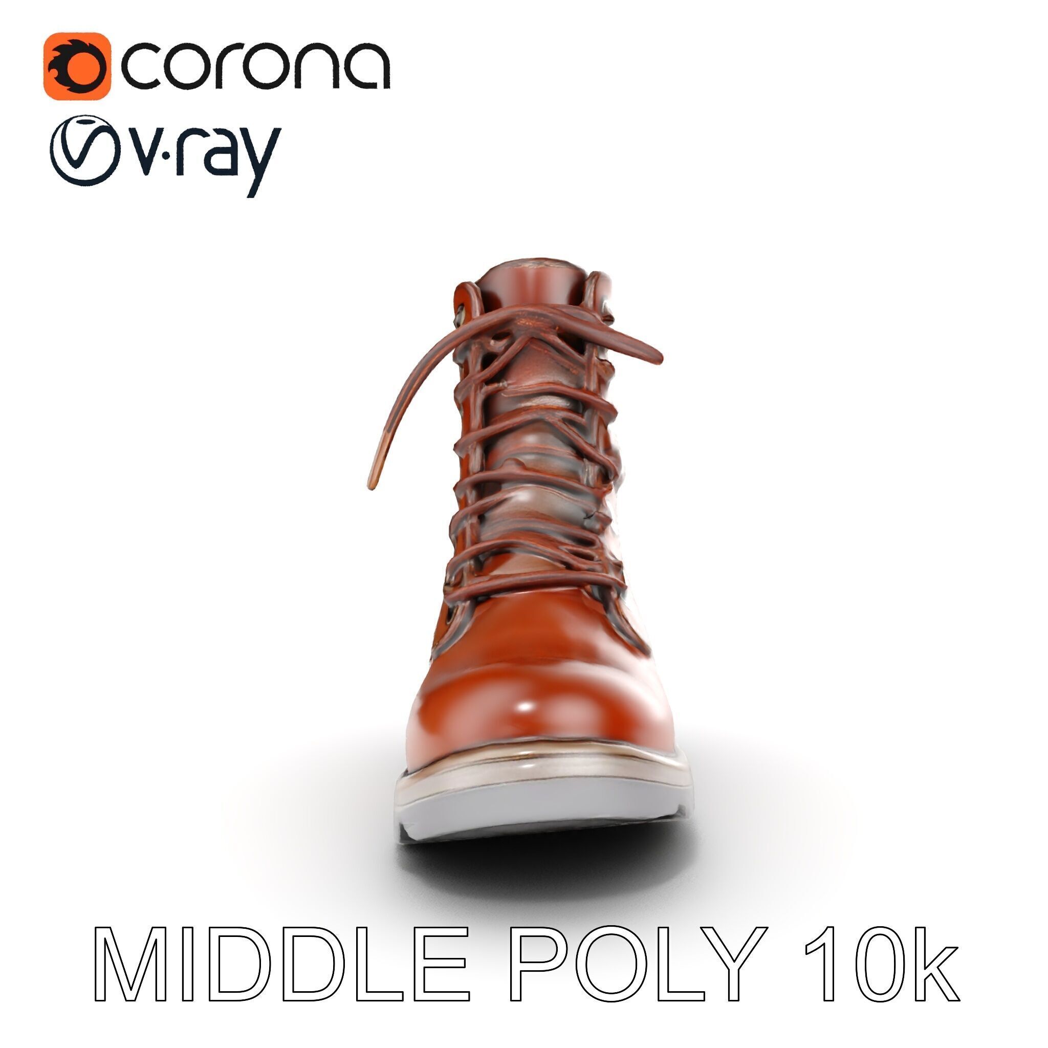 Leather Boot Model Pack with Detailed Textures Low-poly 3D model_8