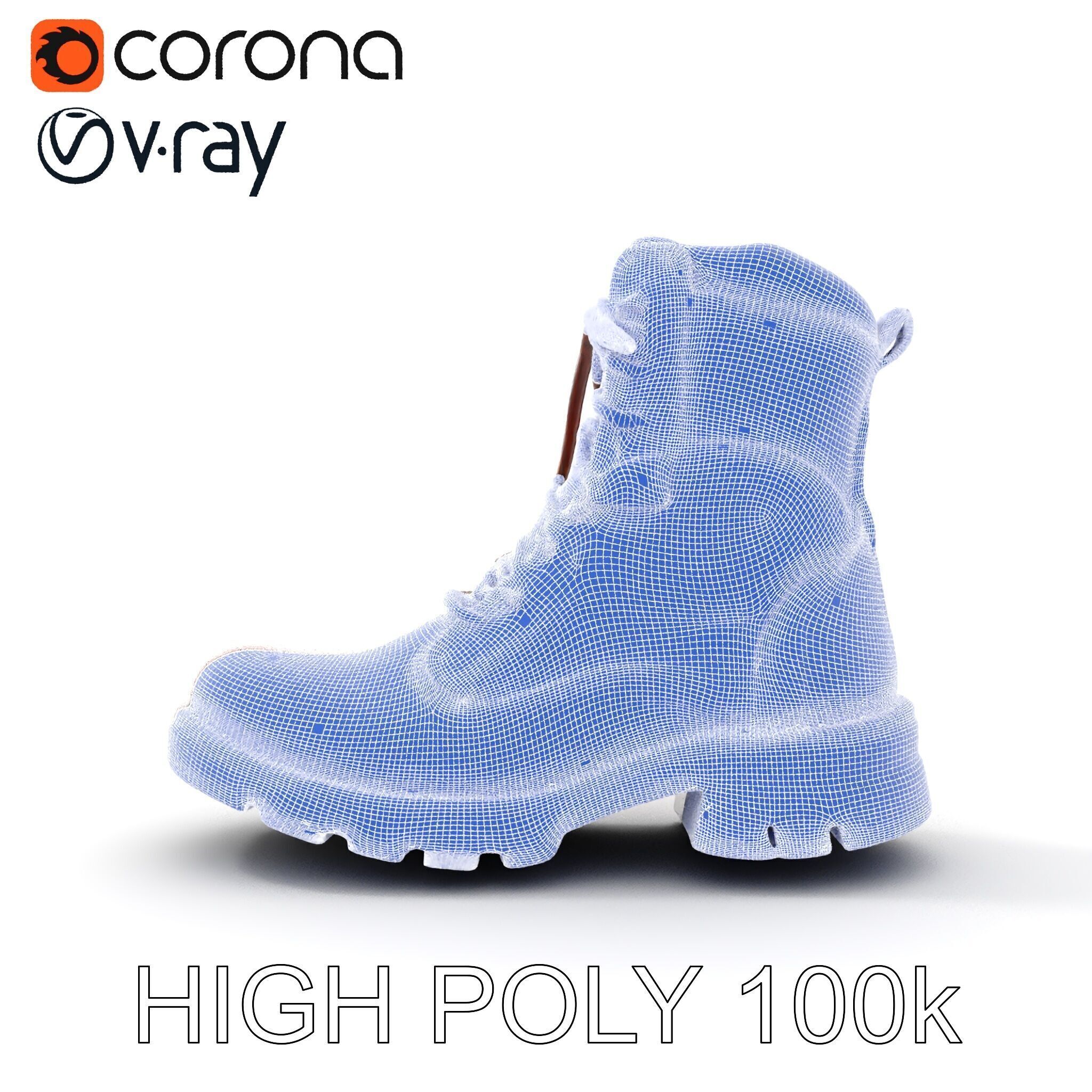 Leather Boot Model Pack with Detailed Textures Low-poly 3D model_29