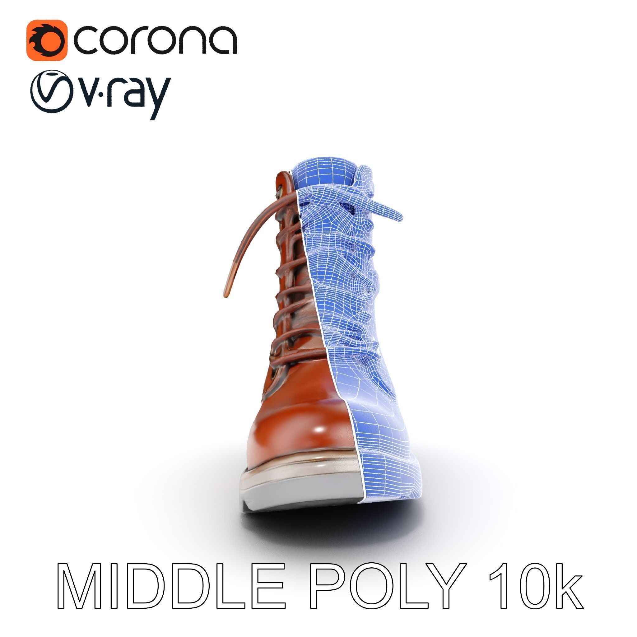 Leather Boot Model Pack with Detailed Textures Low-poly 3D model_27