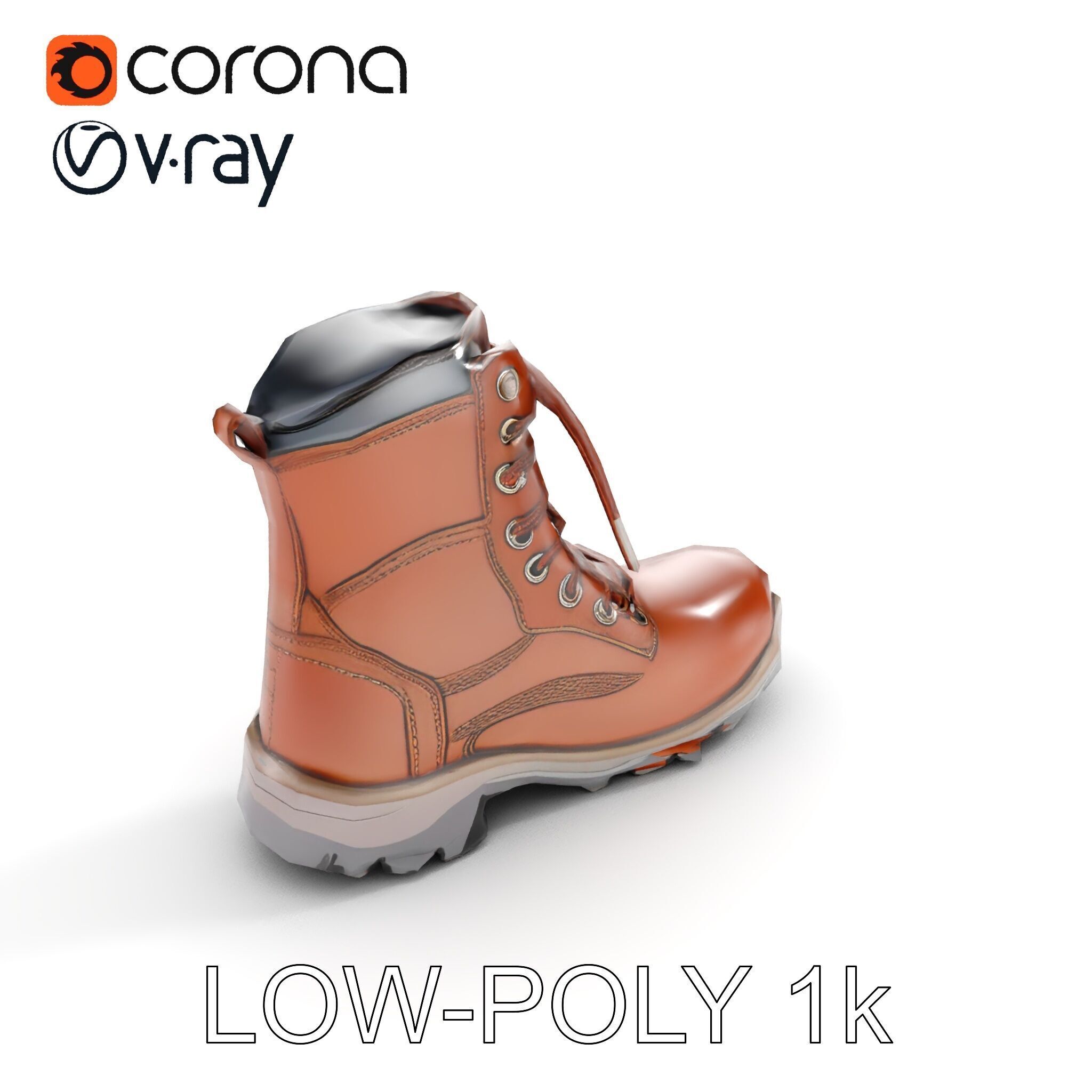Leather Boot Model Pack with Detailed Textures Low-poly 3D model_25
