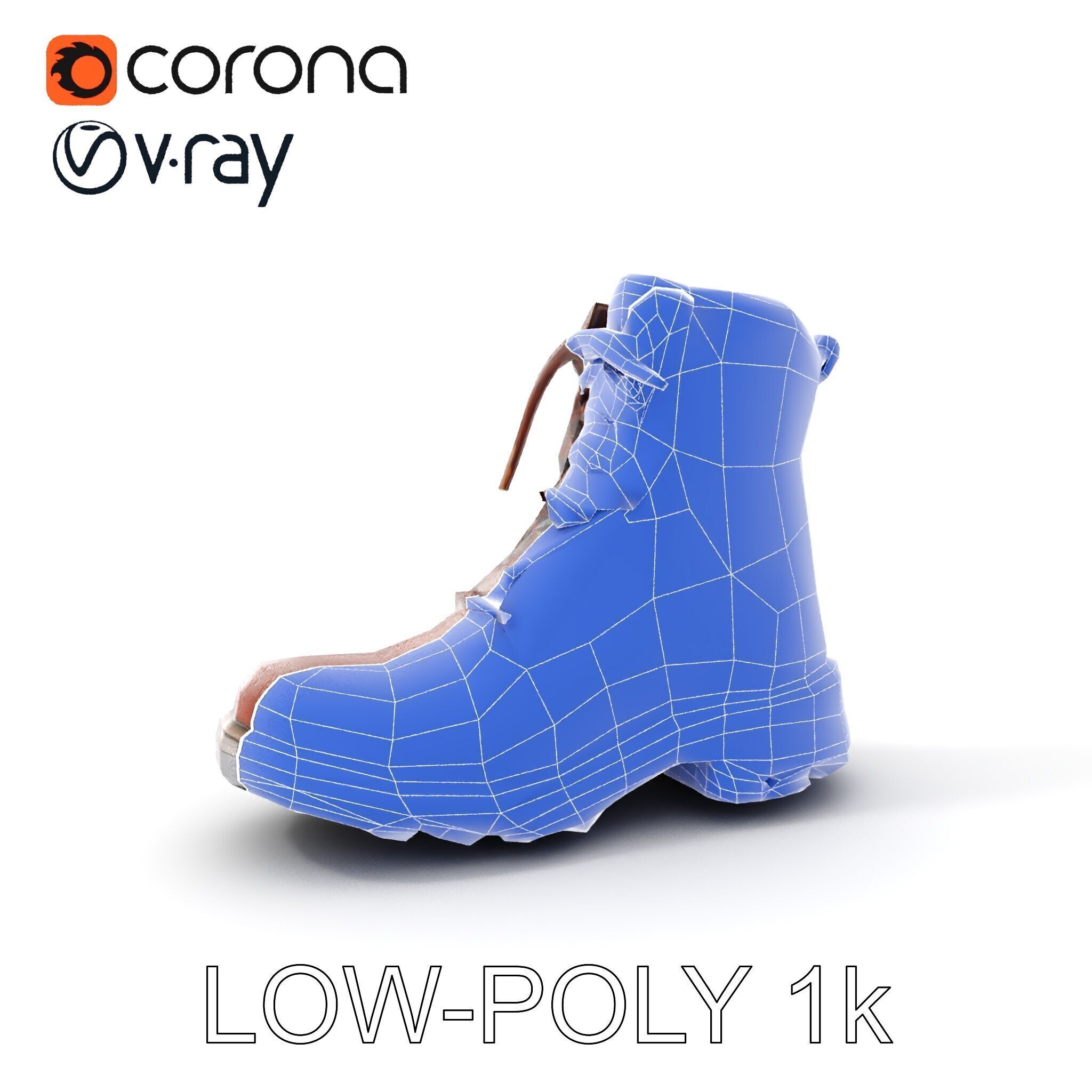 Leather Boot Model Pack with Detailed Textures Low-poly 3D model_12