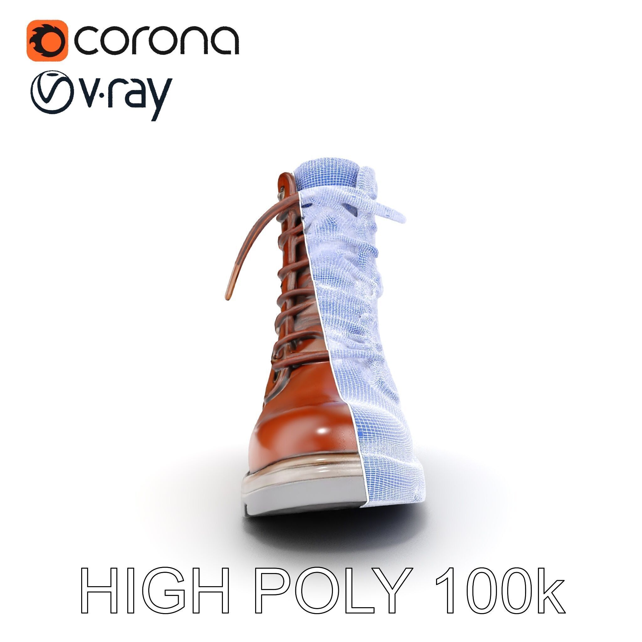 Leather Boot Model Pack with Detailed Textures Low-poly 3D model_35