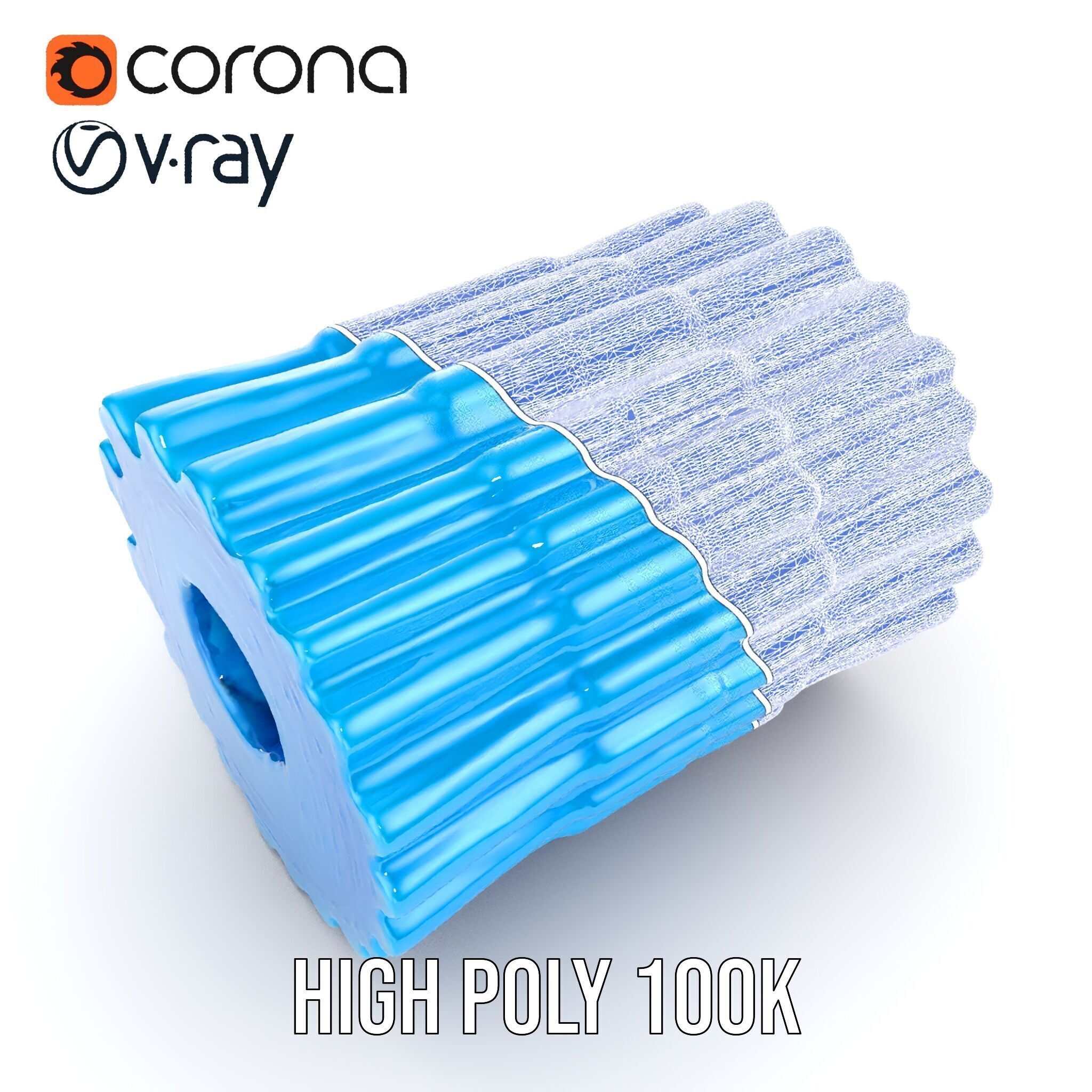 Textured Blue Foam Roller Model Pack Low-poly 3D model_29