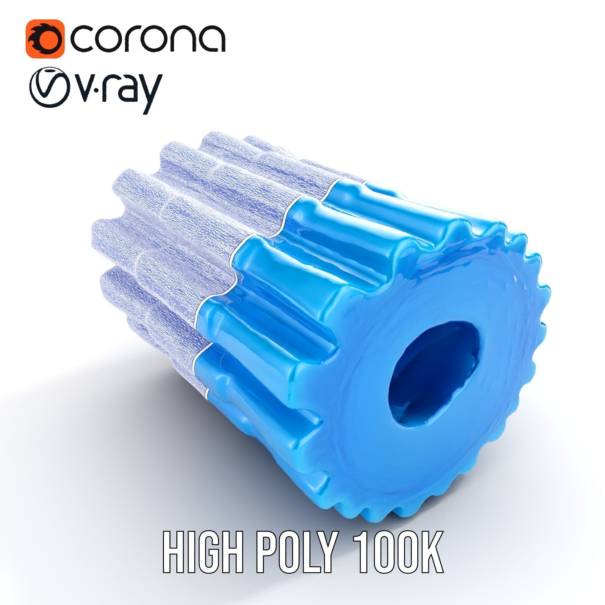 Textured Blue Foam Roller Model Pack Low-poly 3D model_21