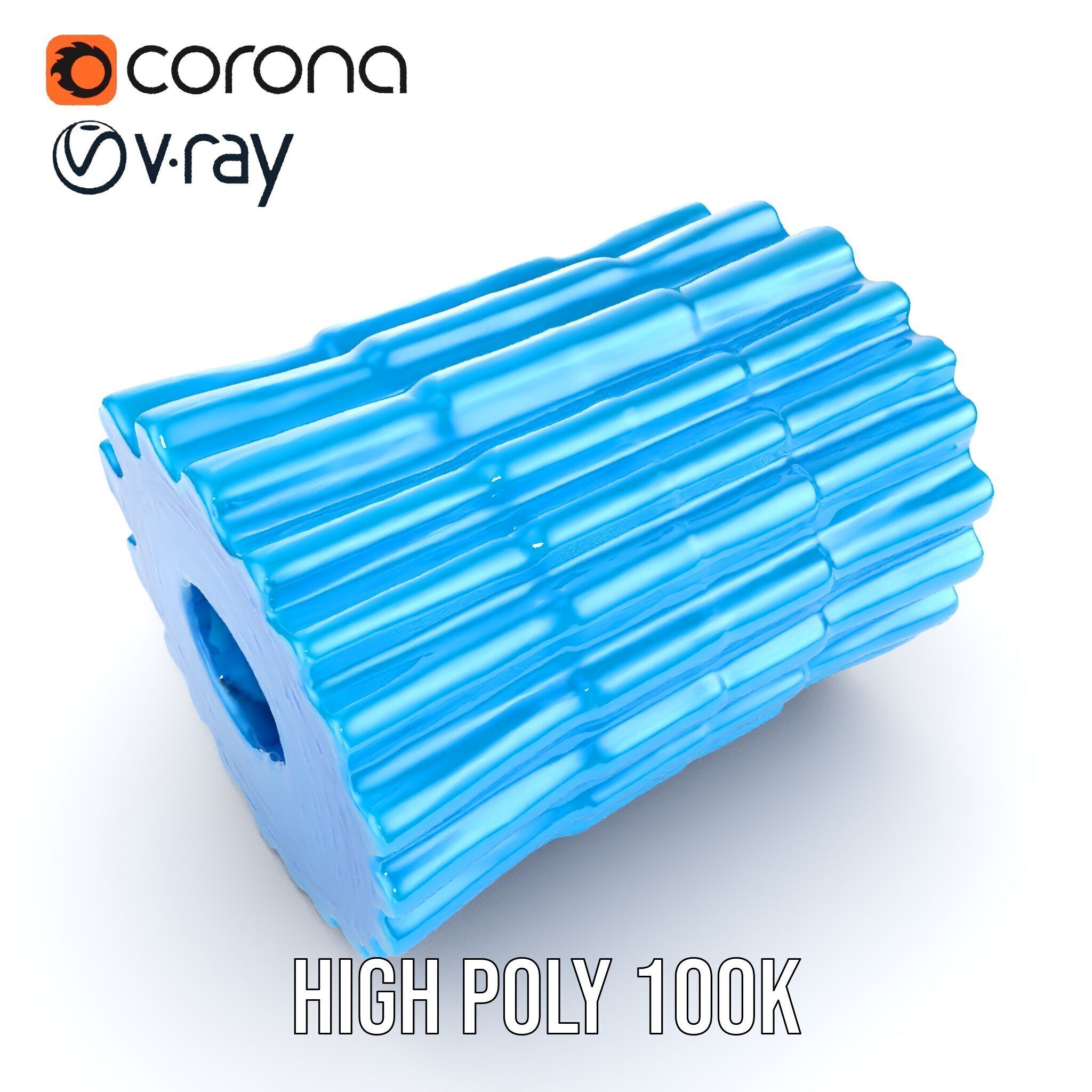 Textured Blue Foam Roller Model Pack Low-poly 3D model_11