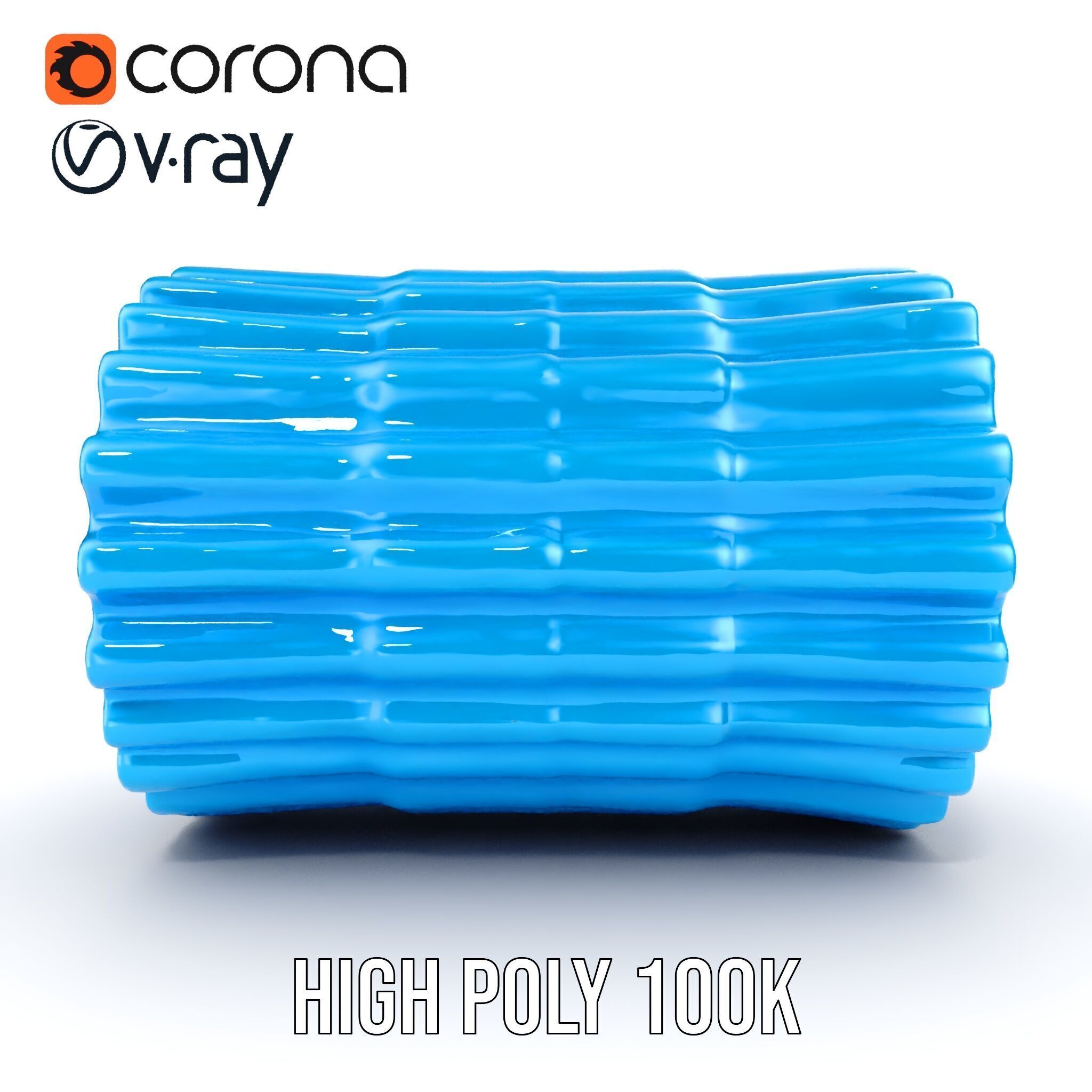 Textured Blue Foam Roller Model Pack Low-poly 3D model_15