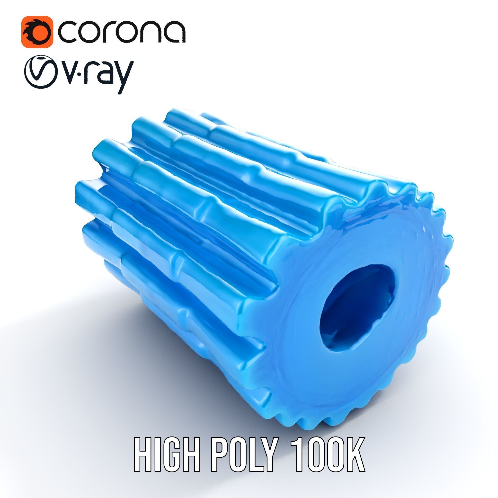 Textured Blue Foam Roller Model Pack Low-poly 3D model_13