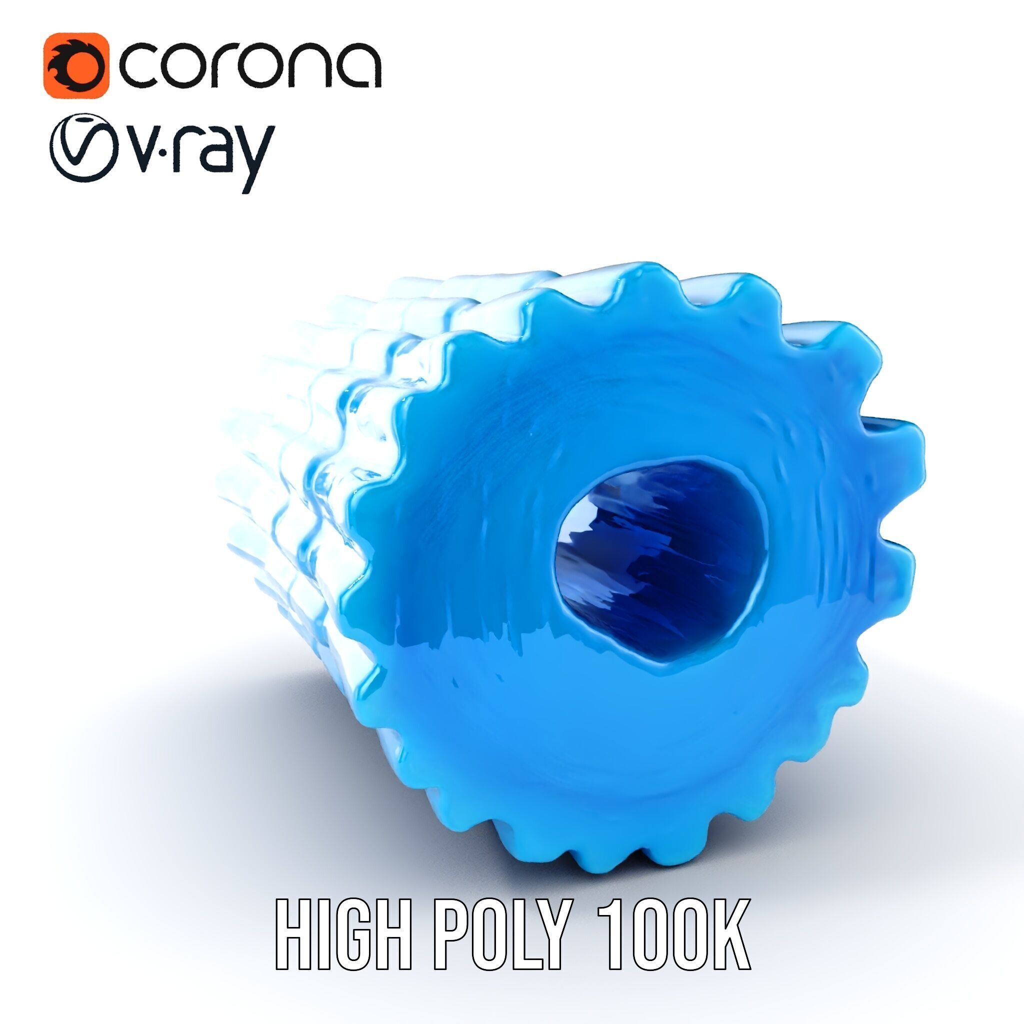 Textured Blue Foam Roller Model Pack Low-poly 3D model_8