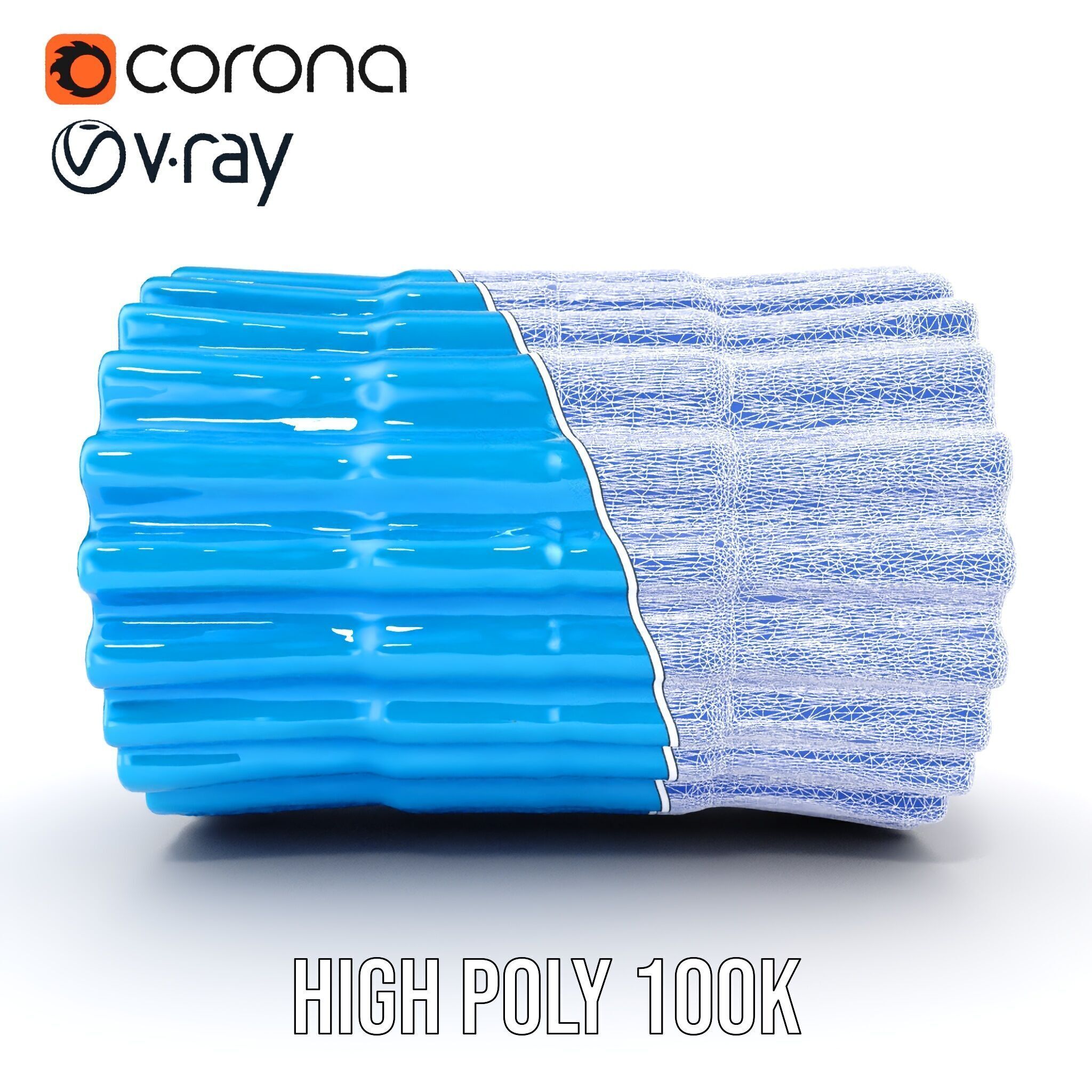 Textured Blue Foam Roller Model Pack Low-poly 3D model_19