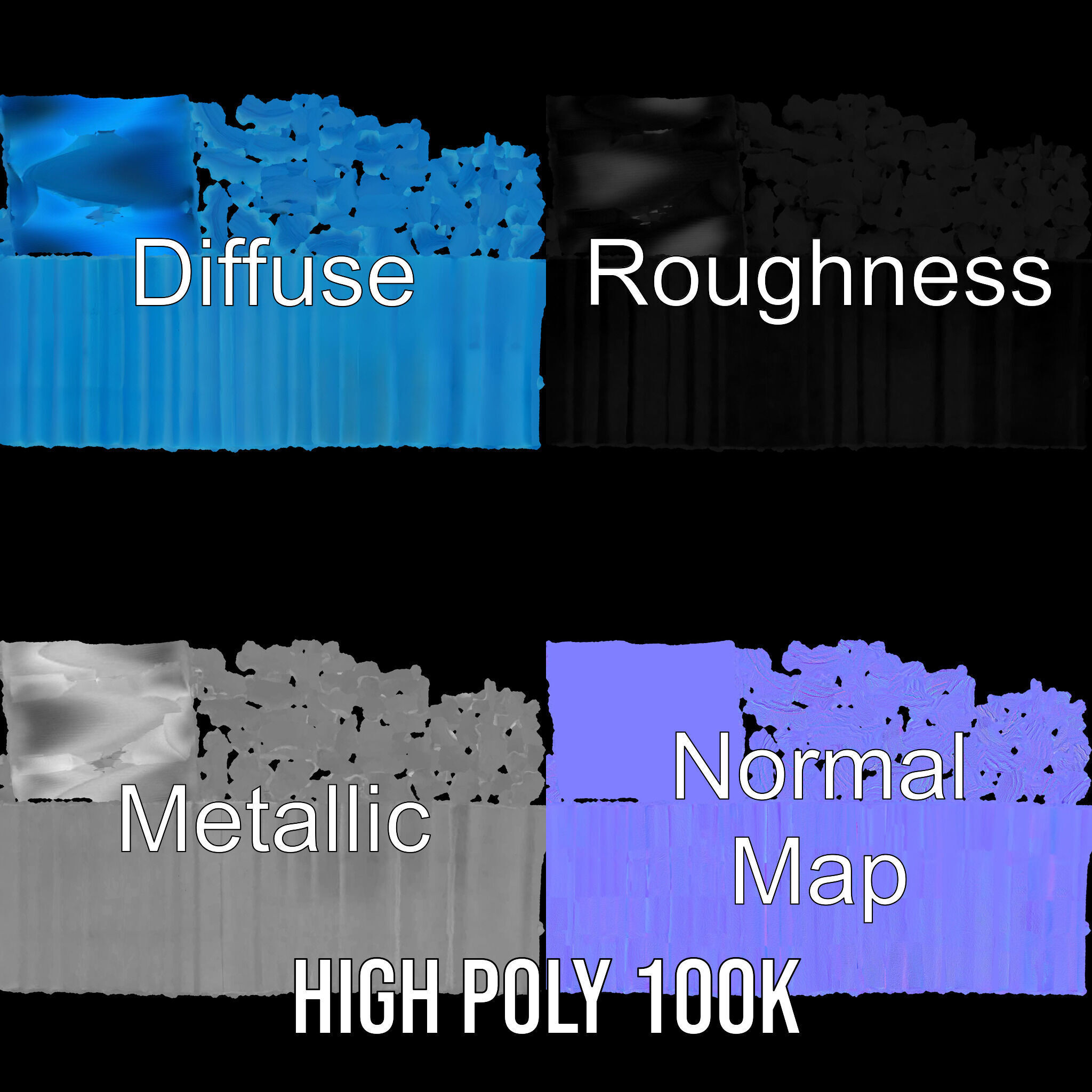 Textured Blue Foam Roller Model Pack Low-poly 3D model_3