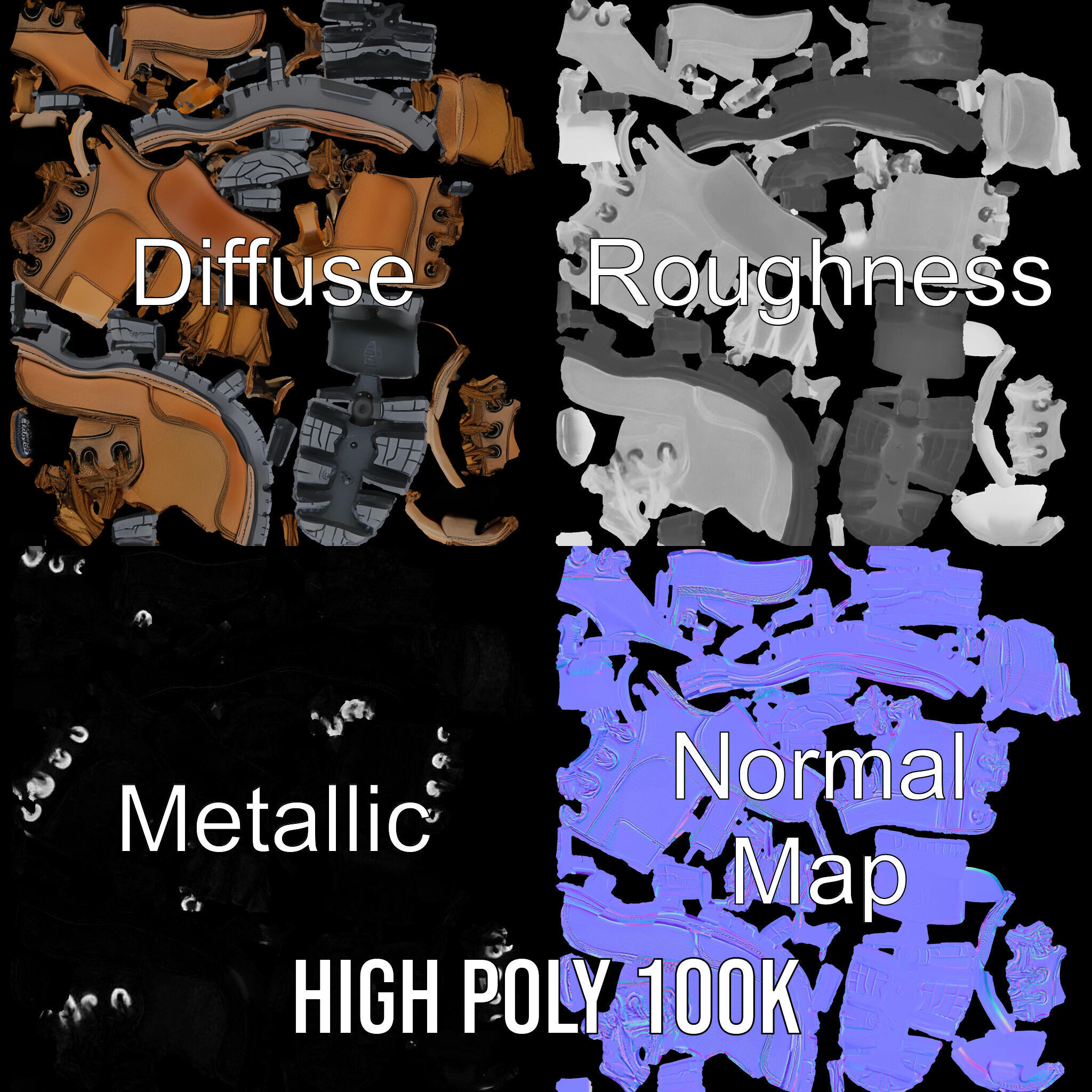 Tactical Boots D Model Pack Low-poly 3D model_3