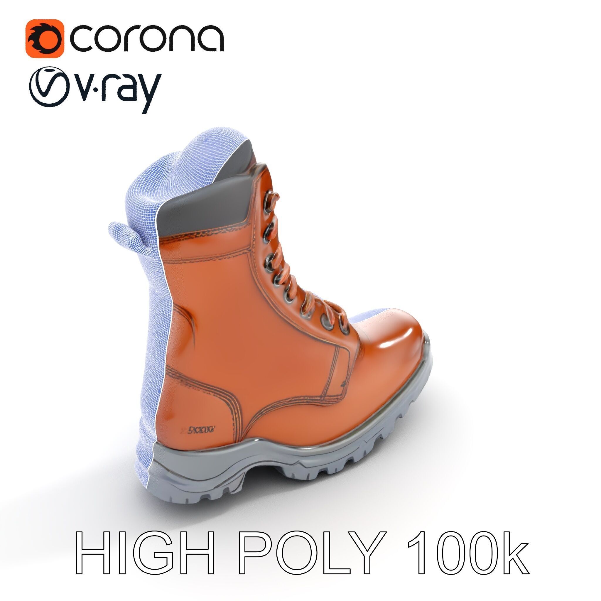 HeavyDuty Leather Boot Model Pack with Detailed Textures Low-poly 3D model_27