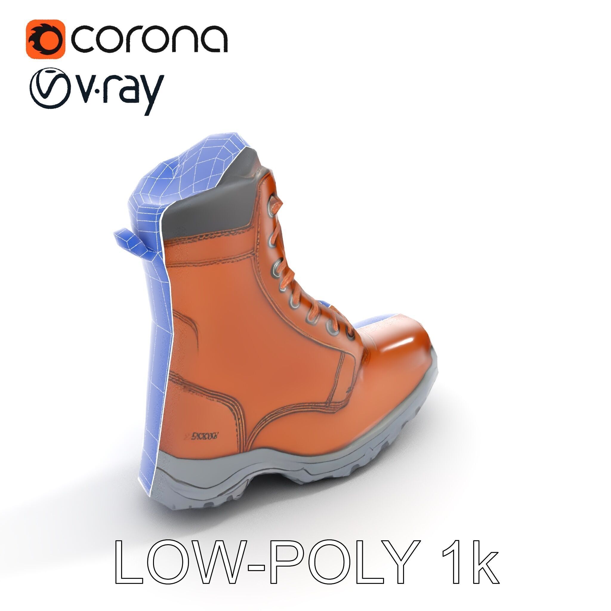 HeavyDuty Leather Boot Model Pack with Detailed Textures Low-poly 3D model_20