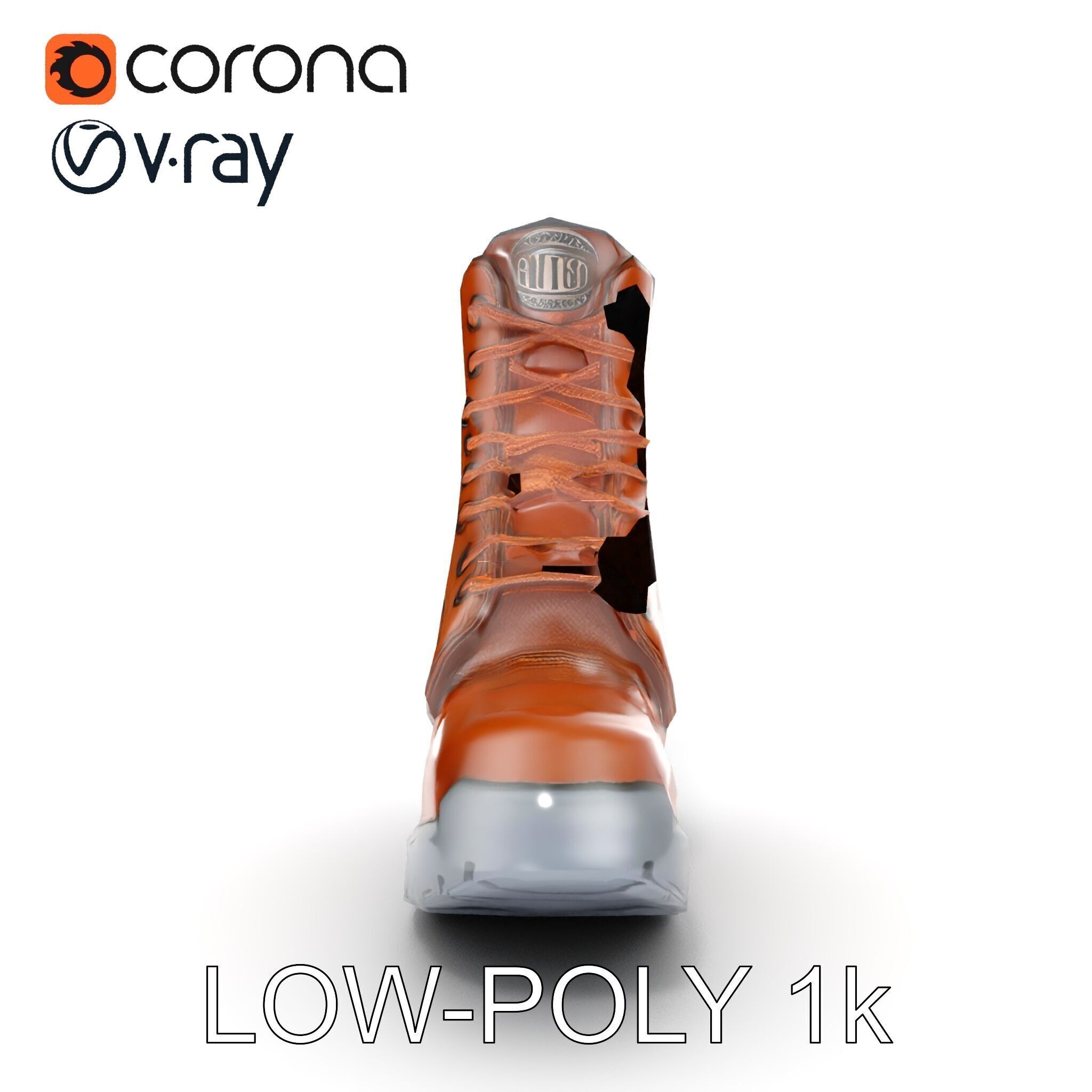 HeavyDuty Leather Boot Model Pack with Detailed Textures Low-poly 3D model_26