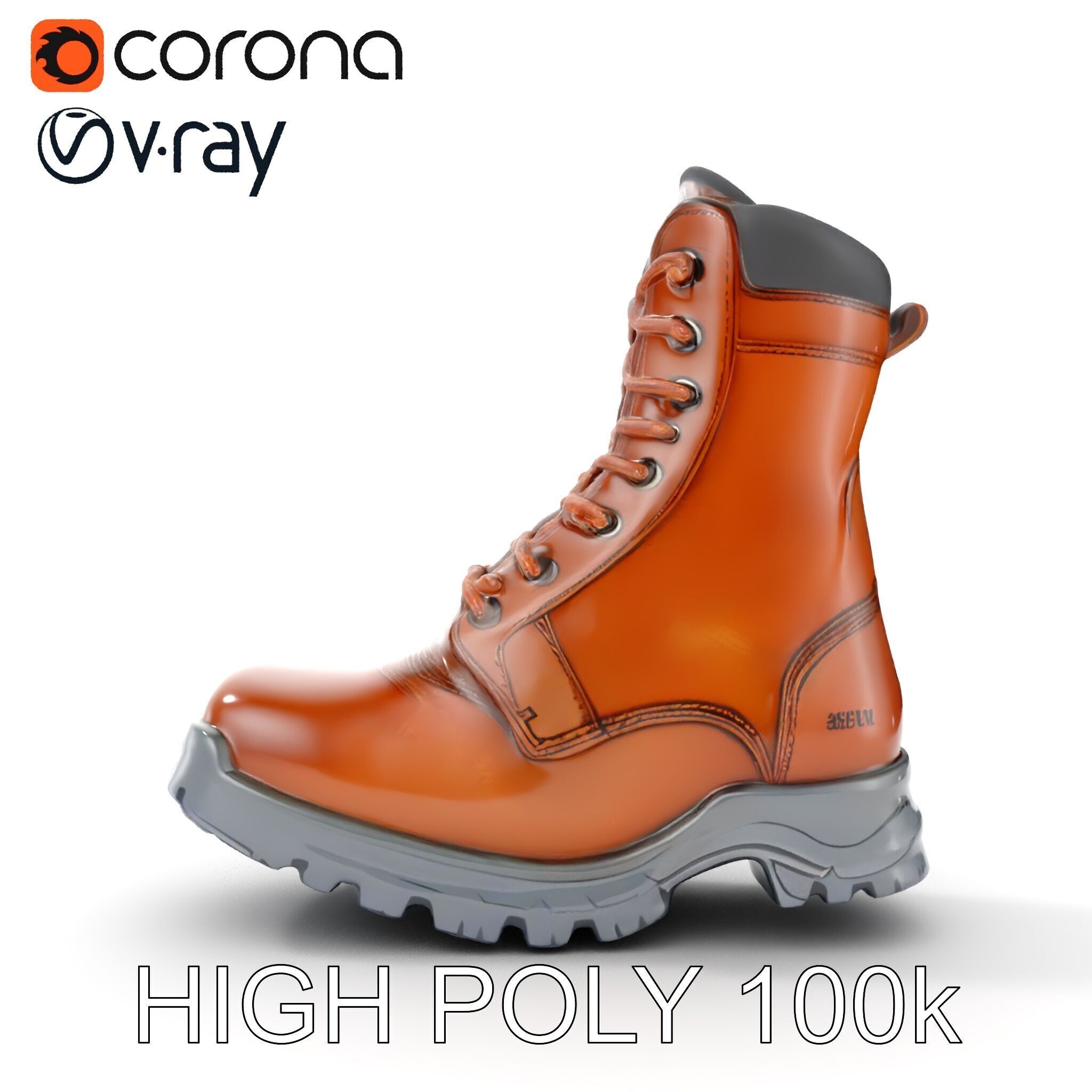 HeavyDuty Leather Boot Model Pack with Detailed Textures Low-poly 3D model_24