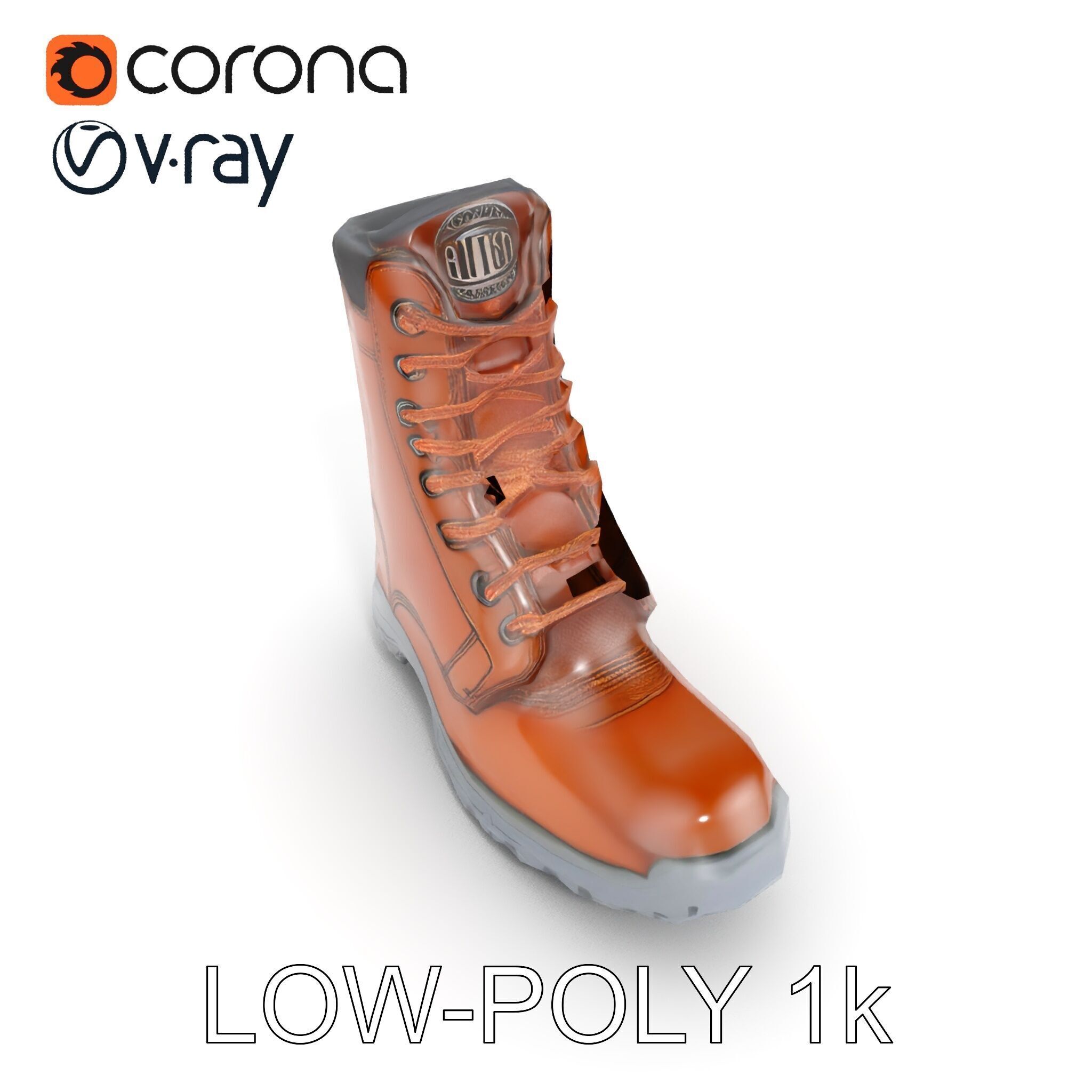 HeavyDuty Leather Boot Model Pack with Detailed Textures Low-poly 3D model_12