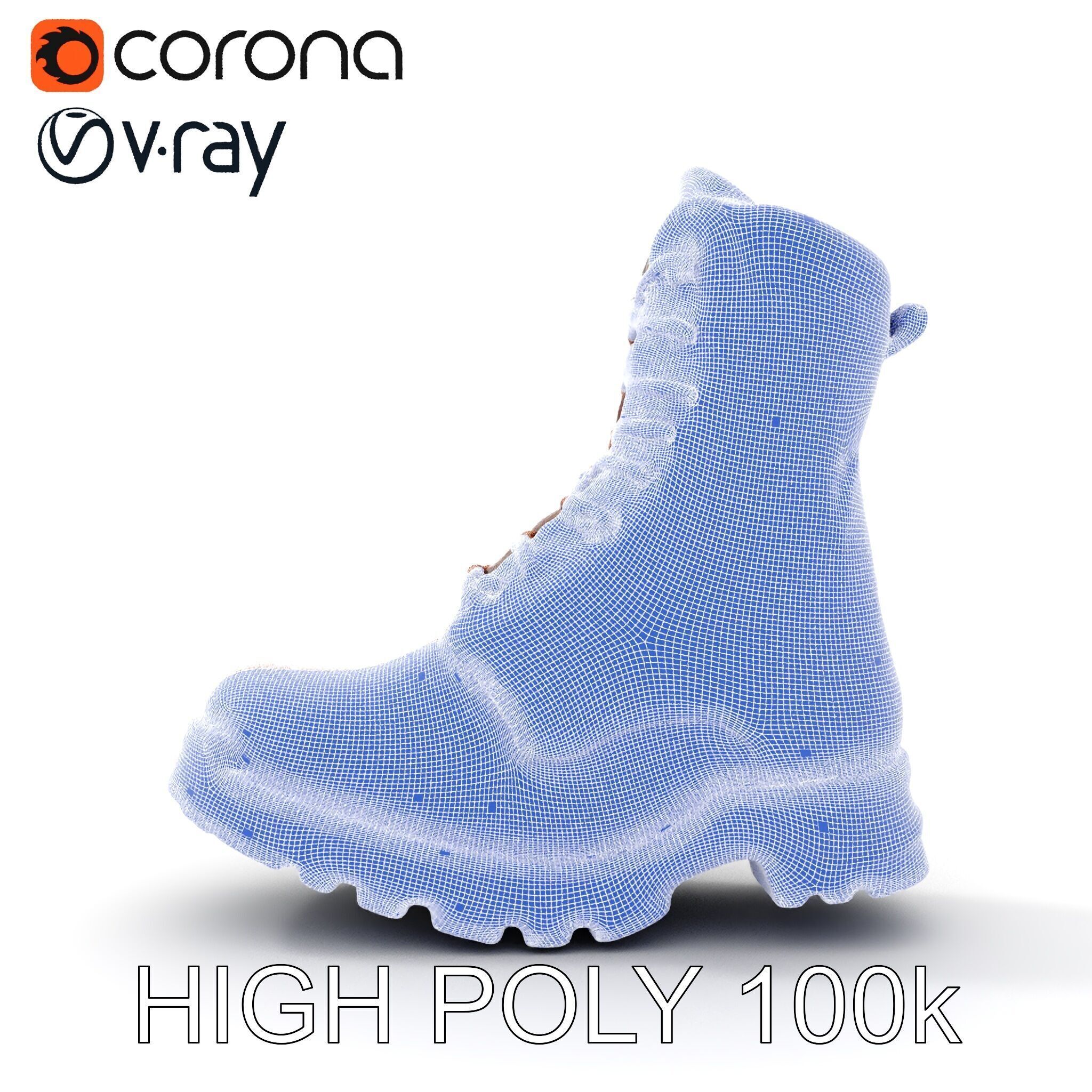 HeavyDuty Leather Boot Model Pack with Detailed Textures Low-poly 3D model_21