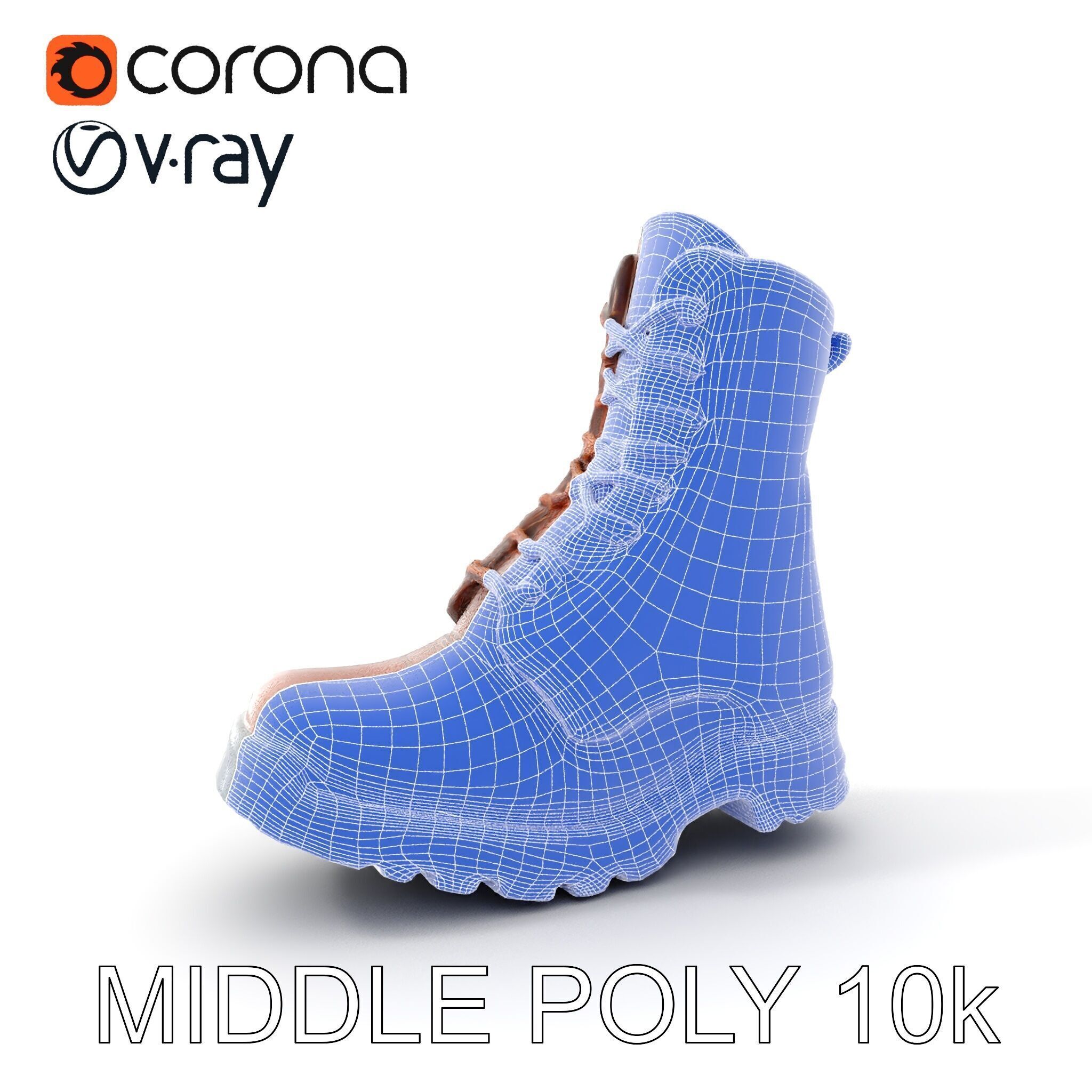 HeavyDuty Leather Boot Model Pack with Detailed Textures Low-poly 3D model_13