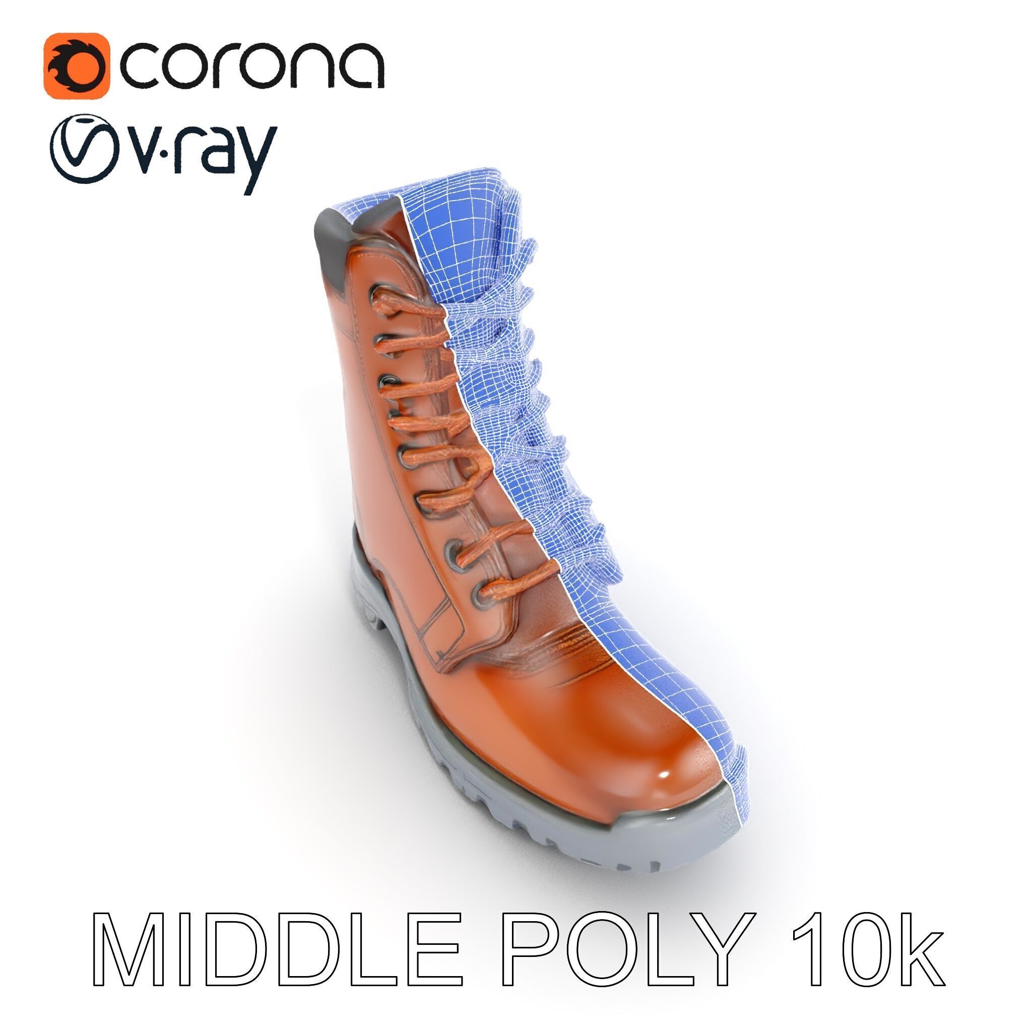 HeavyDuty Leather Boot Model Pack with Detailed Textures Low-poly 3D model_25
