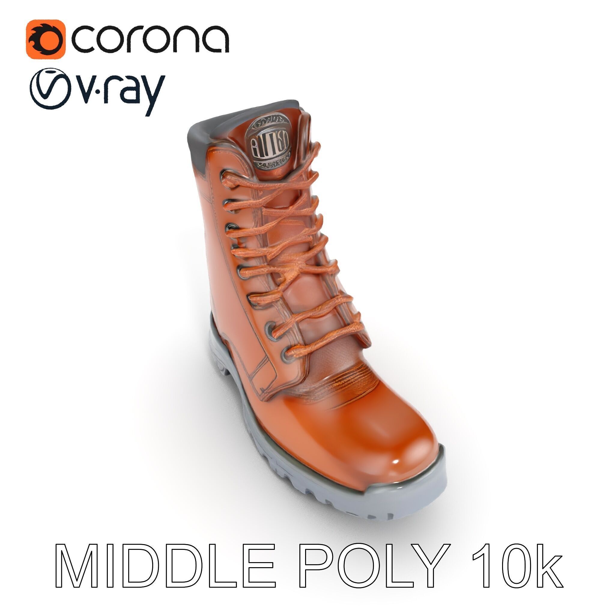 HeavyDuty Leather Boot Model Pack with Detailed Textures Low-poly 3D model_8