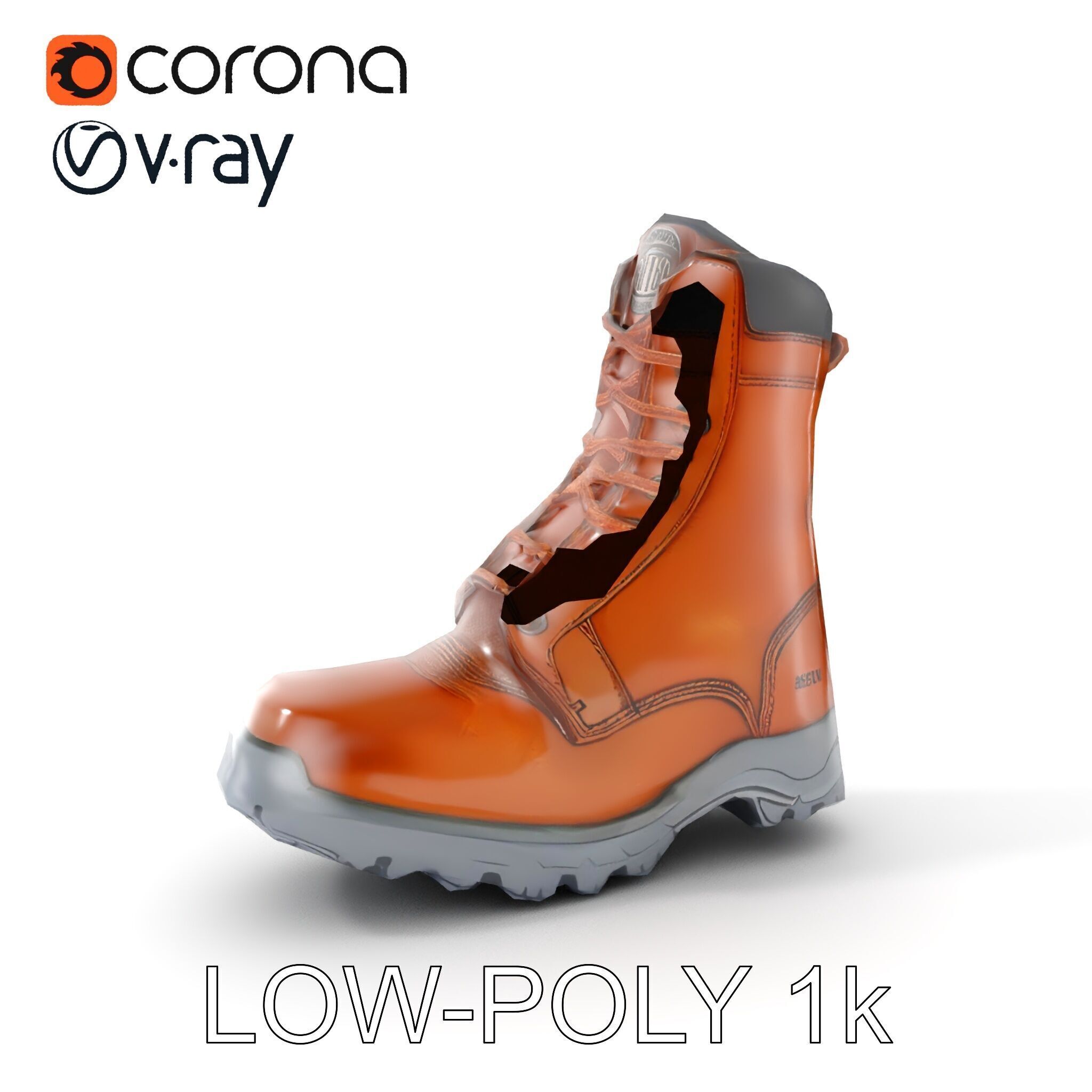 HeavyDuty Leather Boot Model Pack with Detailed Textures Low-poly 3D model_9