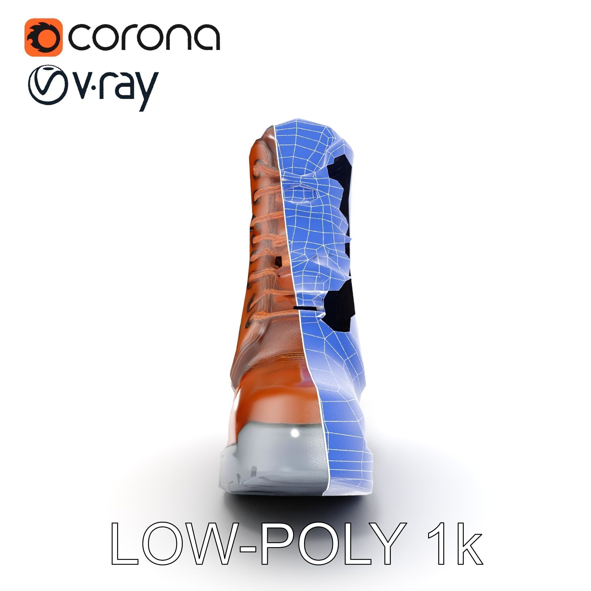 HeavyDuty Leather Boot Model Pack with Detailed Textures Low-poly 3D model_29