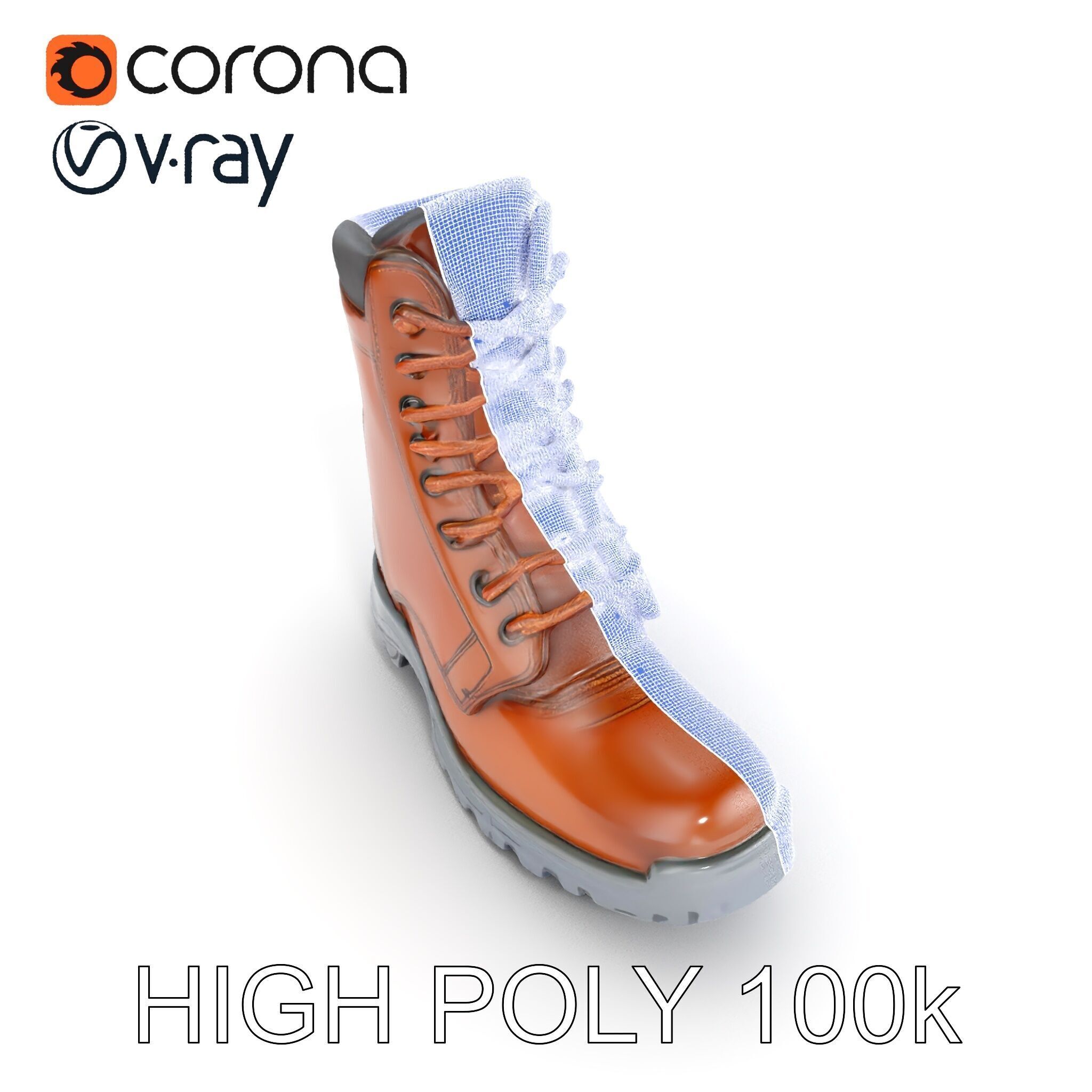 HeavyDuty Leather Boot Model Pack with Detailed Textures Low-poly 3D model_35