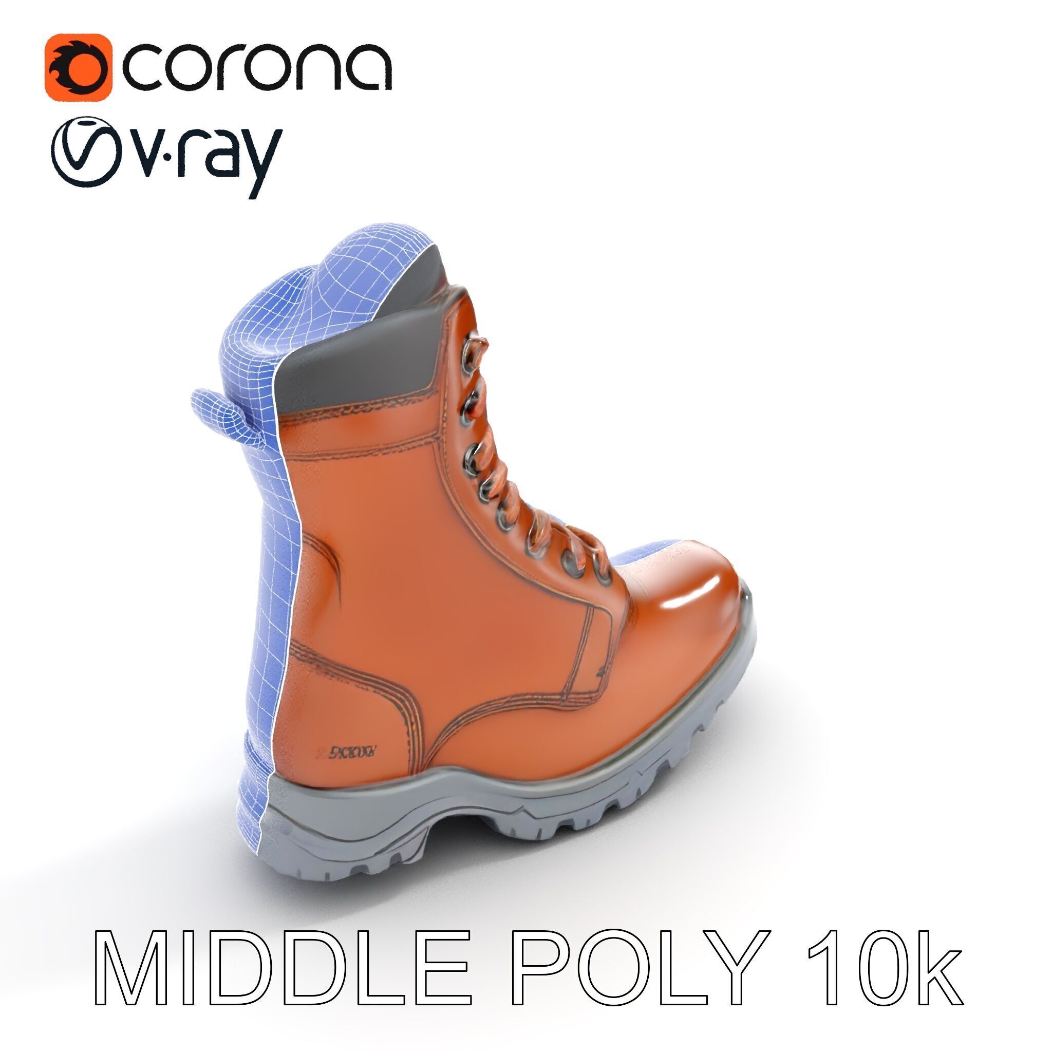 HeavyDuty Leather Boot Model Pack with Detailed Textures Low-poly 3D model_30