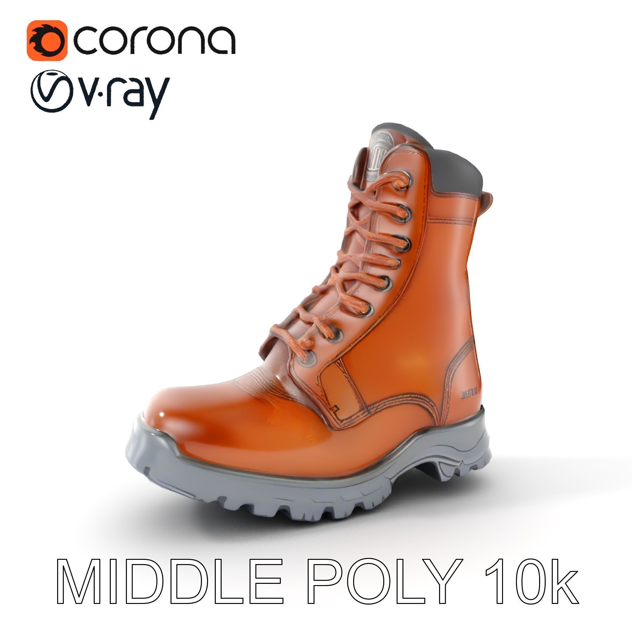 HeavyDuty Leather Boot Model Pack with Detailed Textures Low-poly 3D model_11