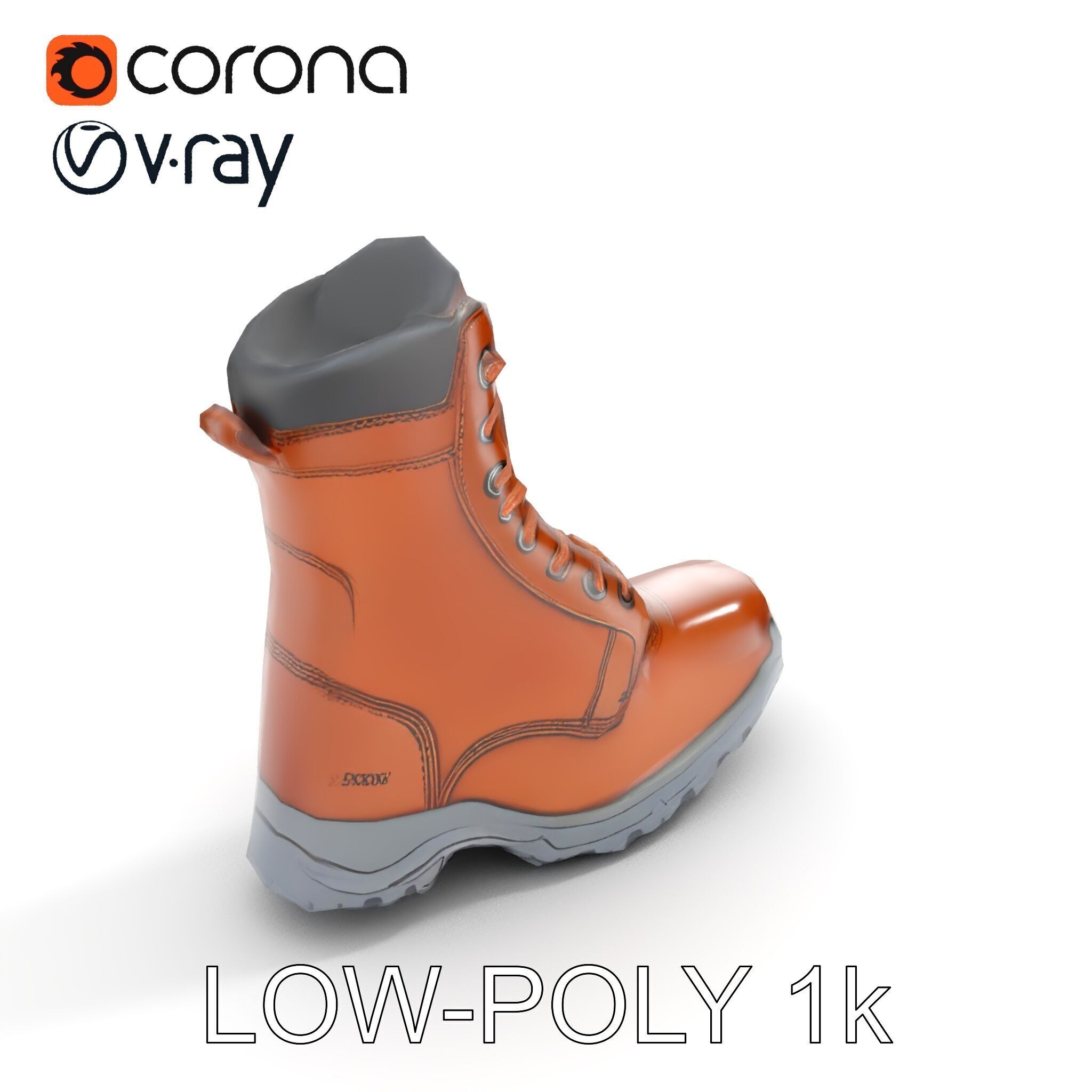 HeavyDuty Leather Boot Model Pack with Detailed Textures Low-poly 3D model_23