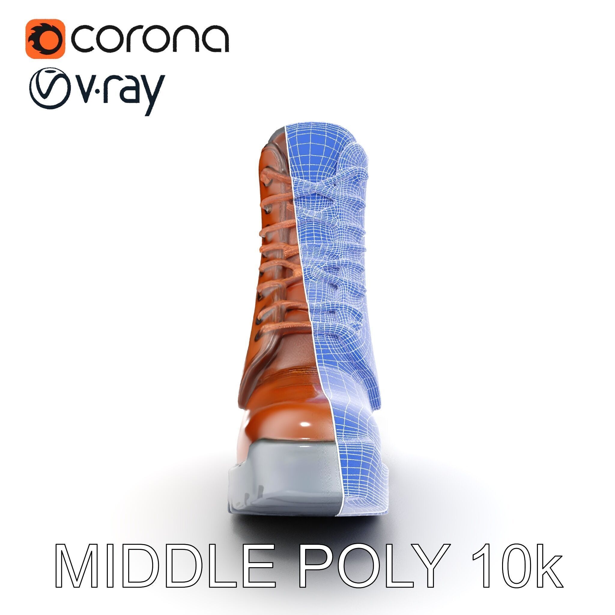 HeavyDuty Leather Boot Model Pack with Detailed Textures Low-poly 3D model_19