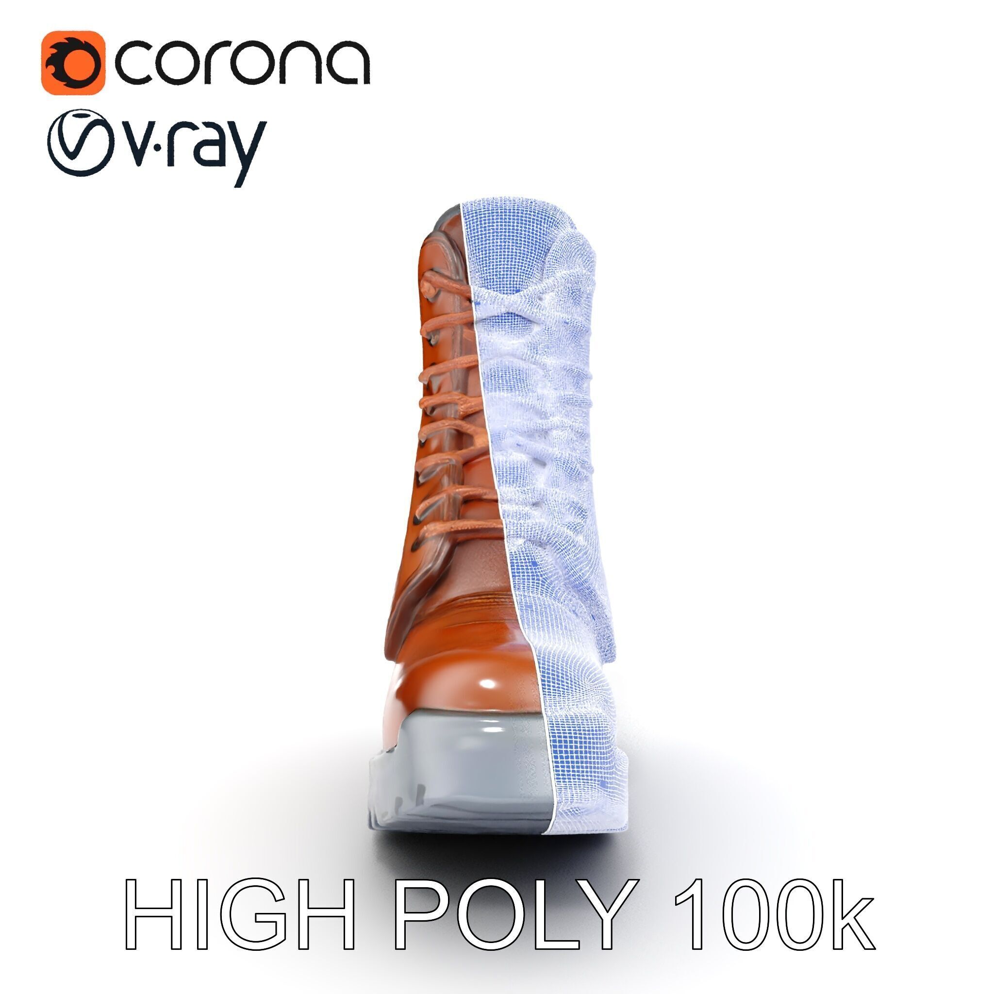 HeavyDuty Leather Boot Model Pack with Detailed Textures Low-poly 3D model_32