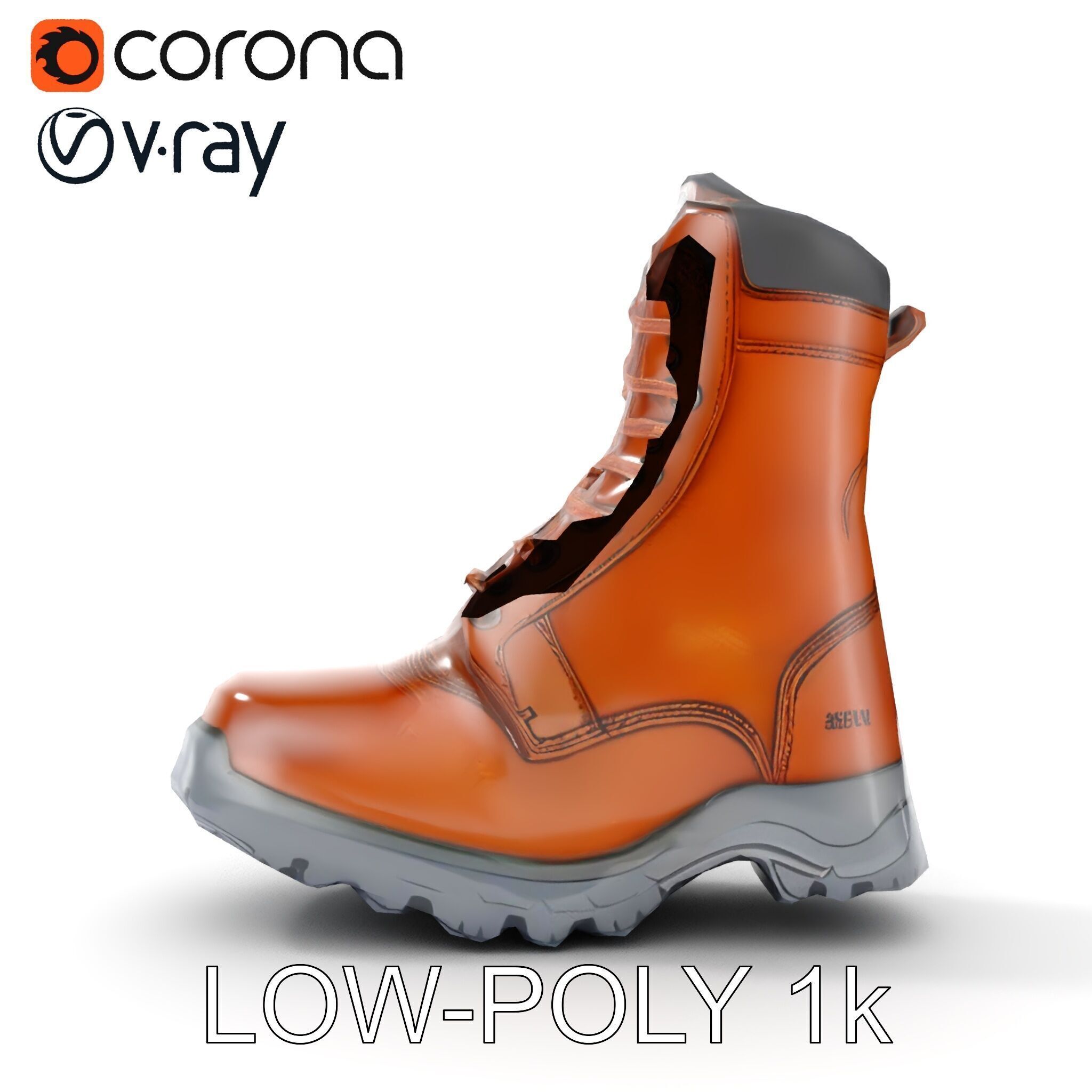 HeavyDuty Leather Boot Model Pack with Detailed Textures Low-poly 3D model_14