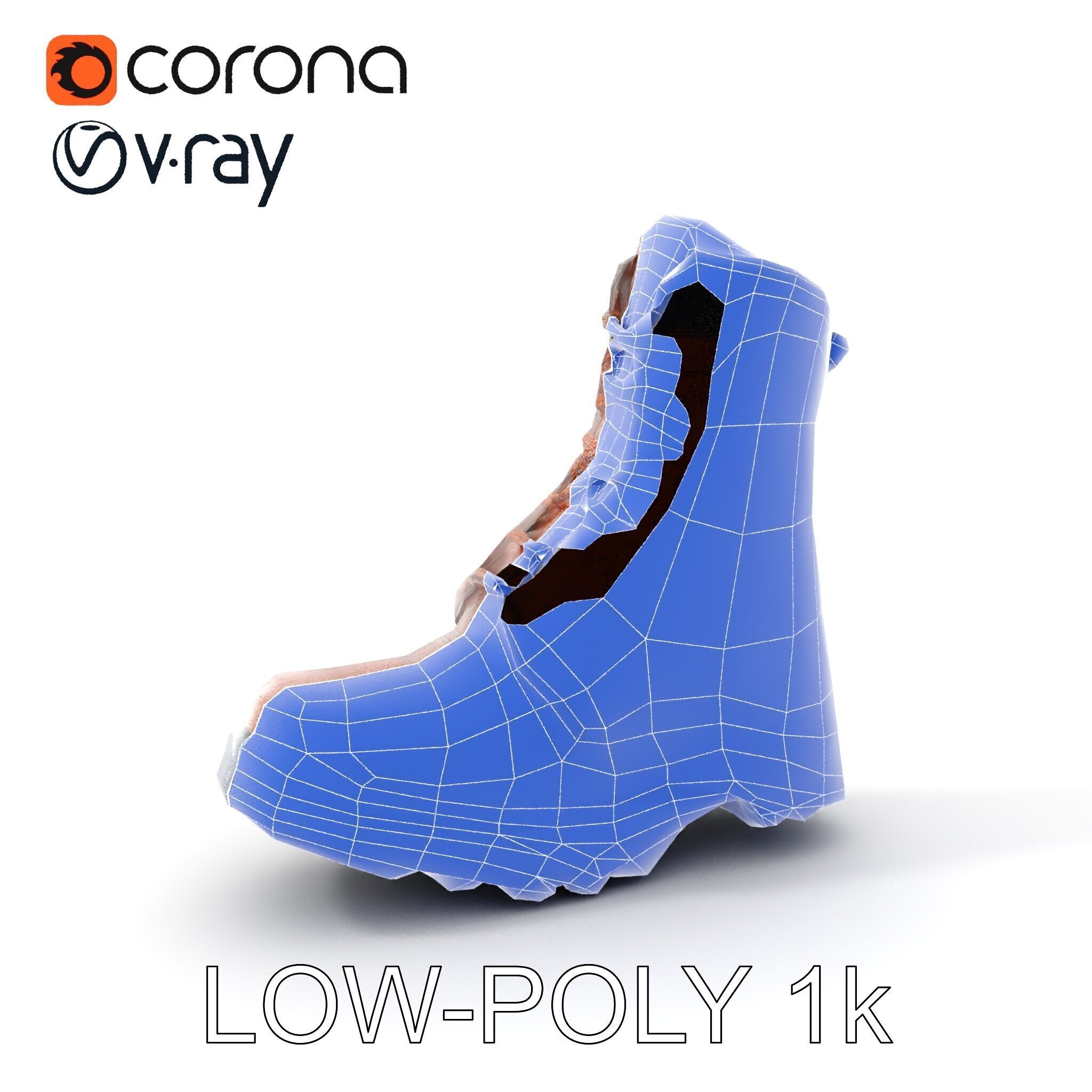 HeavyDuty Leather Boot Model Pack with Detailed Textures Low-poly 3D model_7