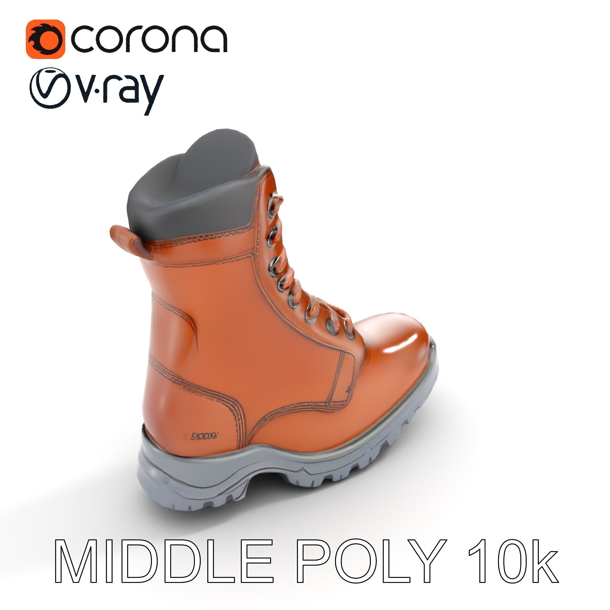 HeavyDuty Leather Boot Model Pack with Detailed Textures Low-poly 3D model_6