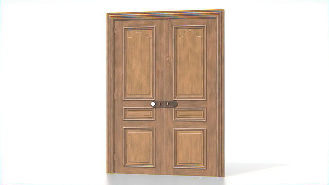 Antique Wooden Double Door Low-poly 3D model