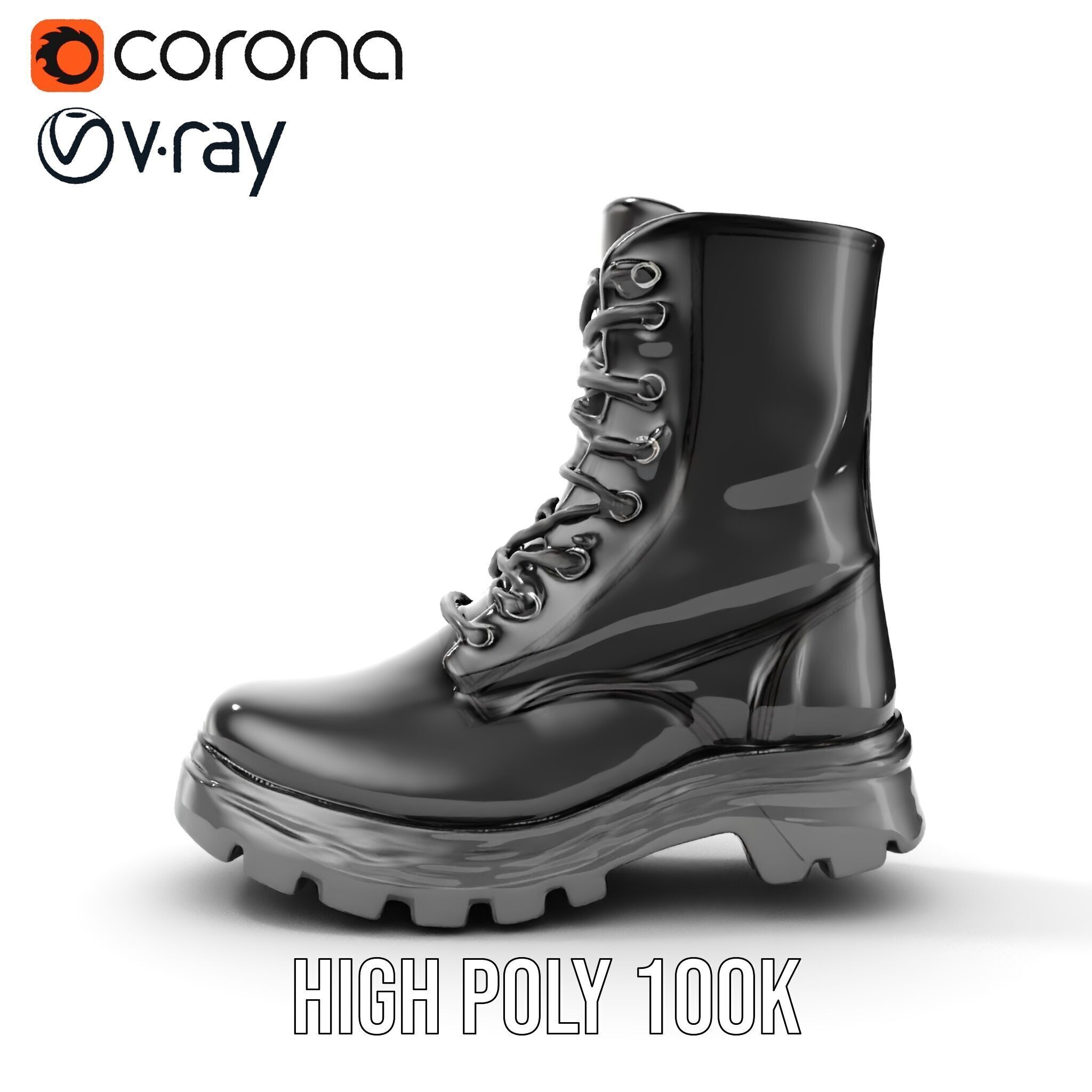 Sturdy Black Boots D Model Pack Low-poly 3D model_11