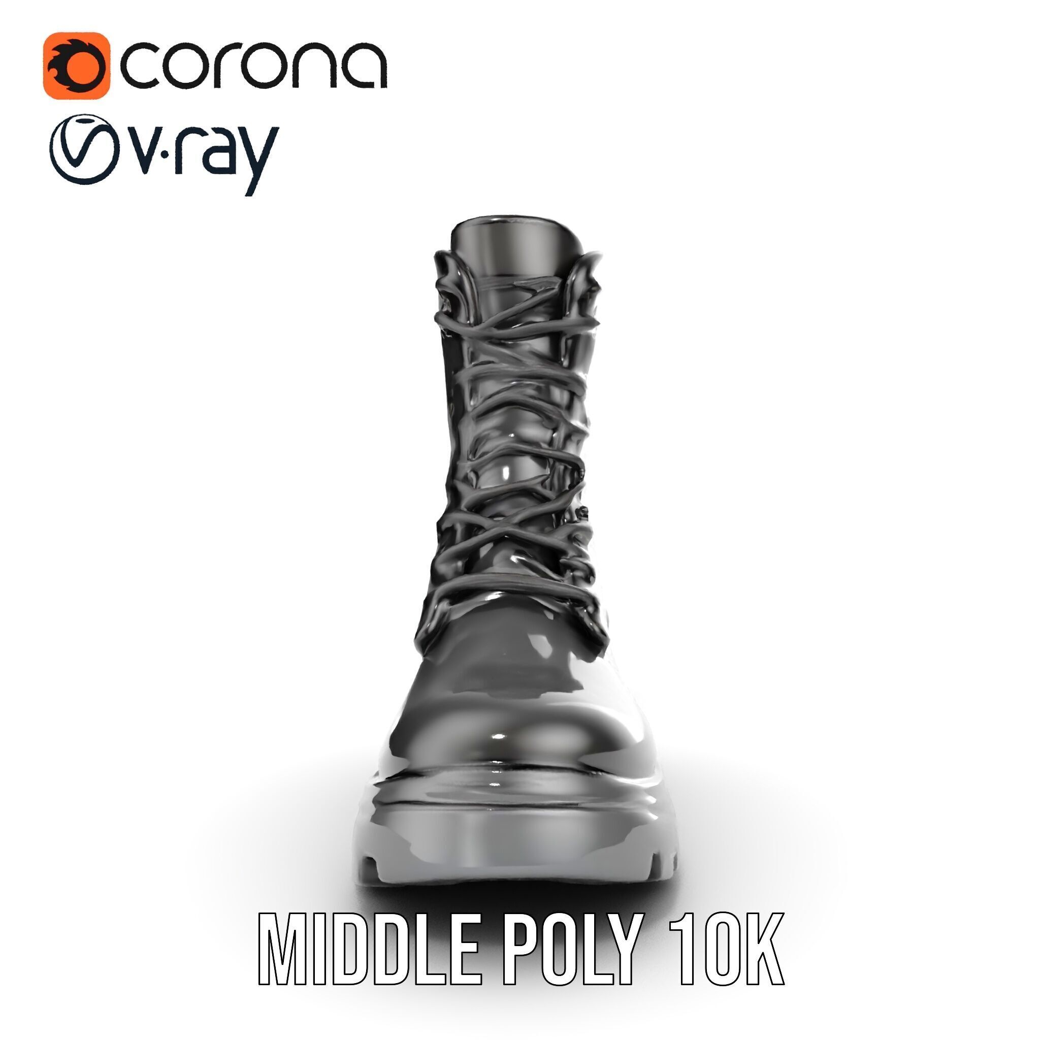 Sturdy Black Boots D Model Pack Low-poly 3D model_12
