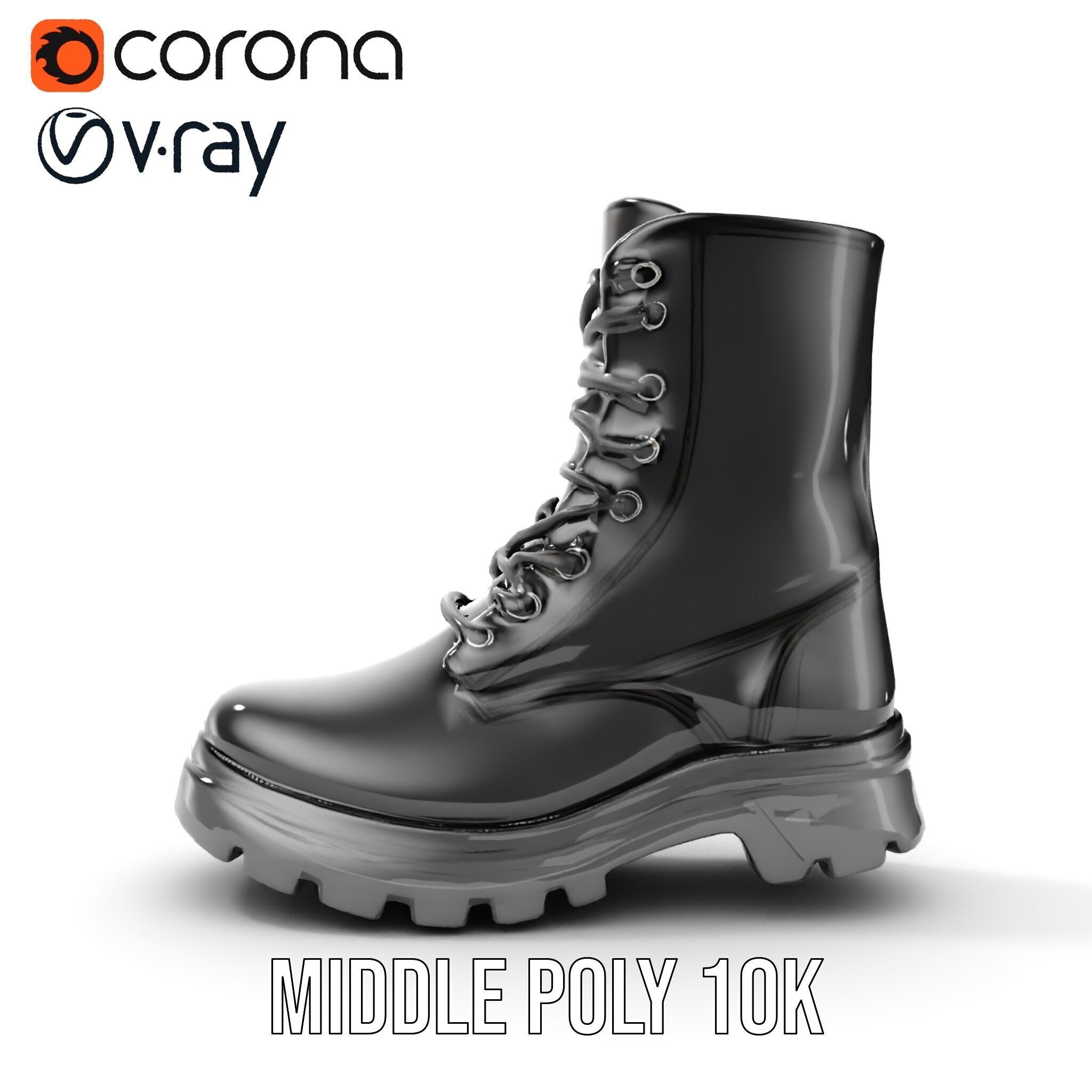 Sturdy Black Boots D Model Pack Low-poly 3D model_7