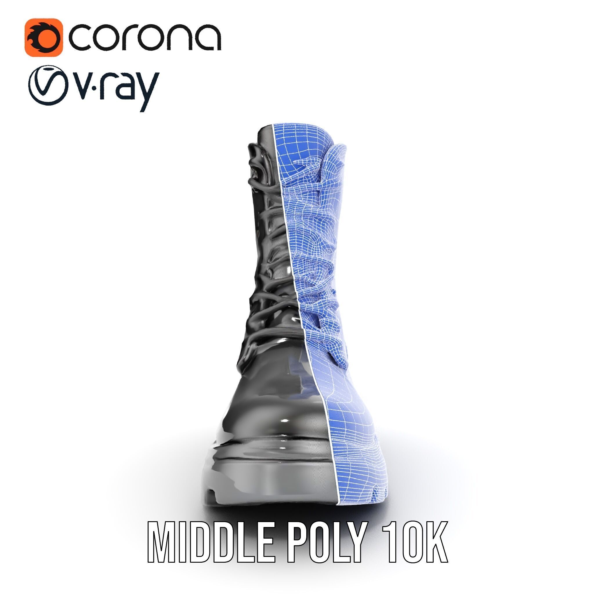 Sturdy Black Boots D Model Pack Low-poly 3D model_31