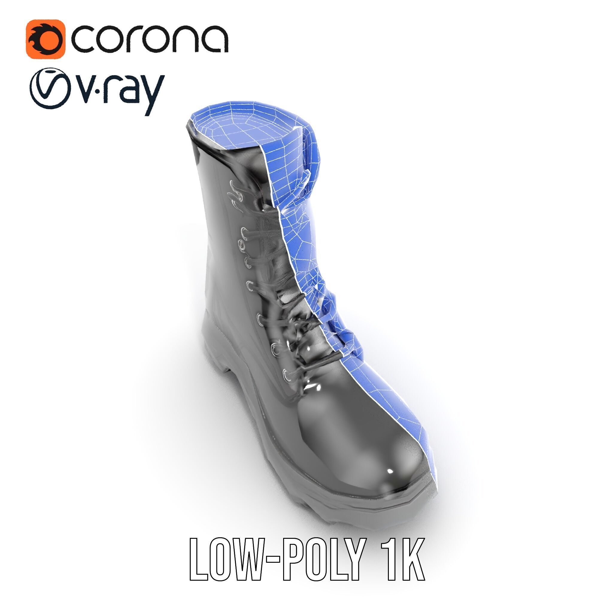 Sturdy Black Boots D Model Pack Low-poly 3D model_27