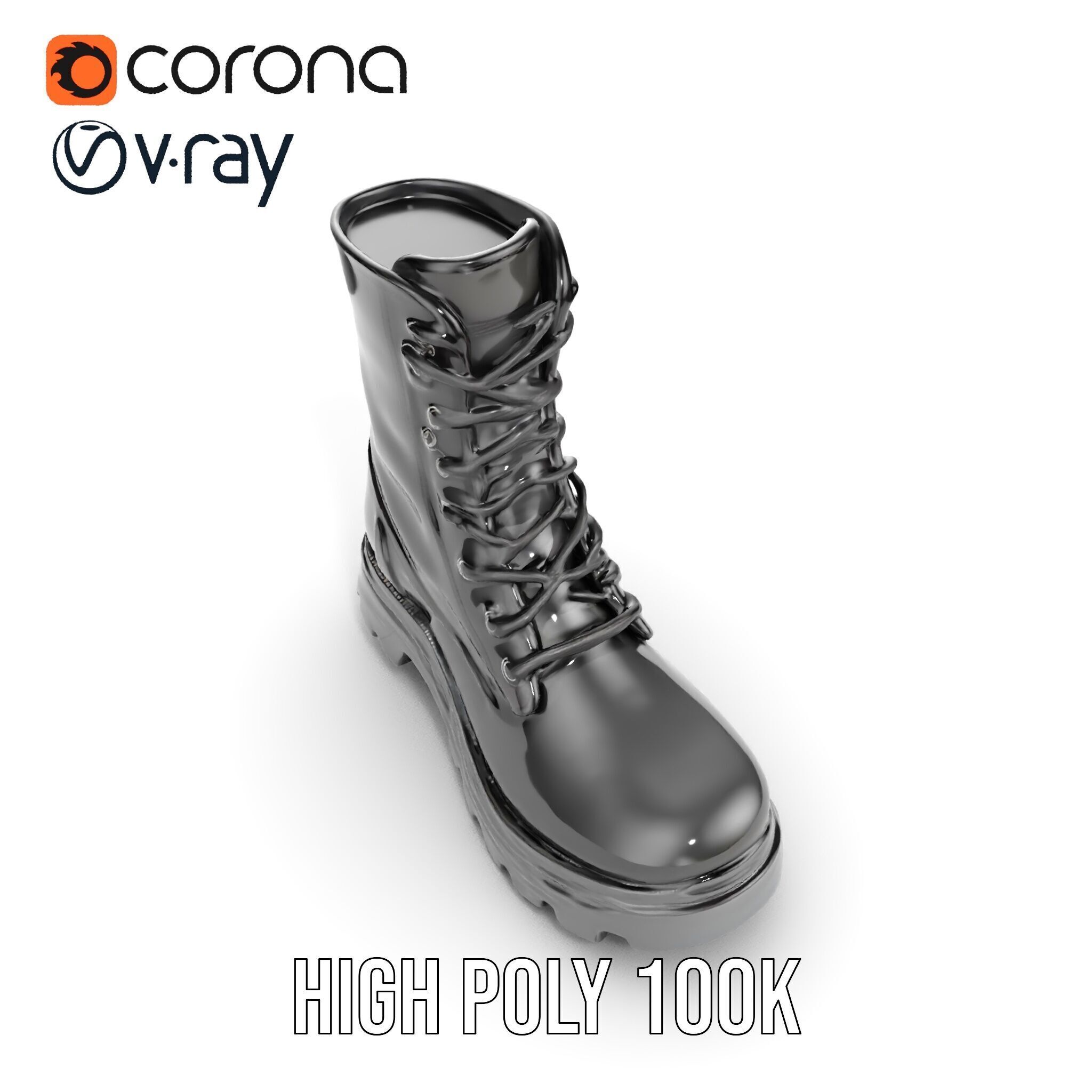 Sturdy Black Boots D Model Pack Low-poly 3D model_17