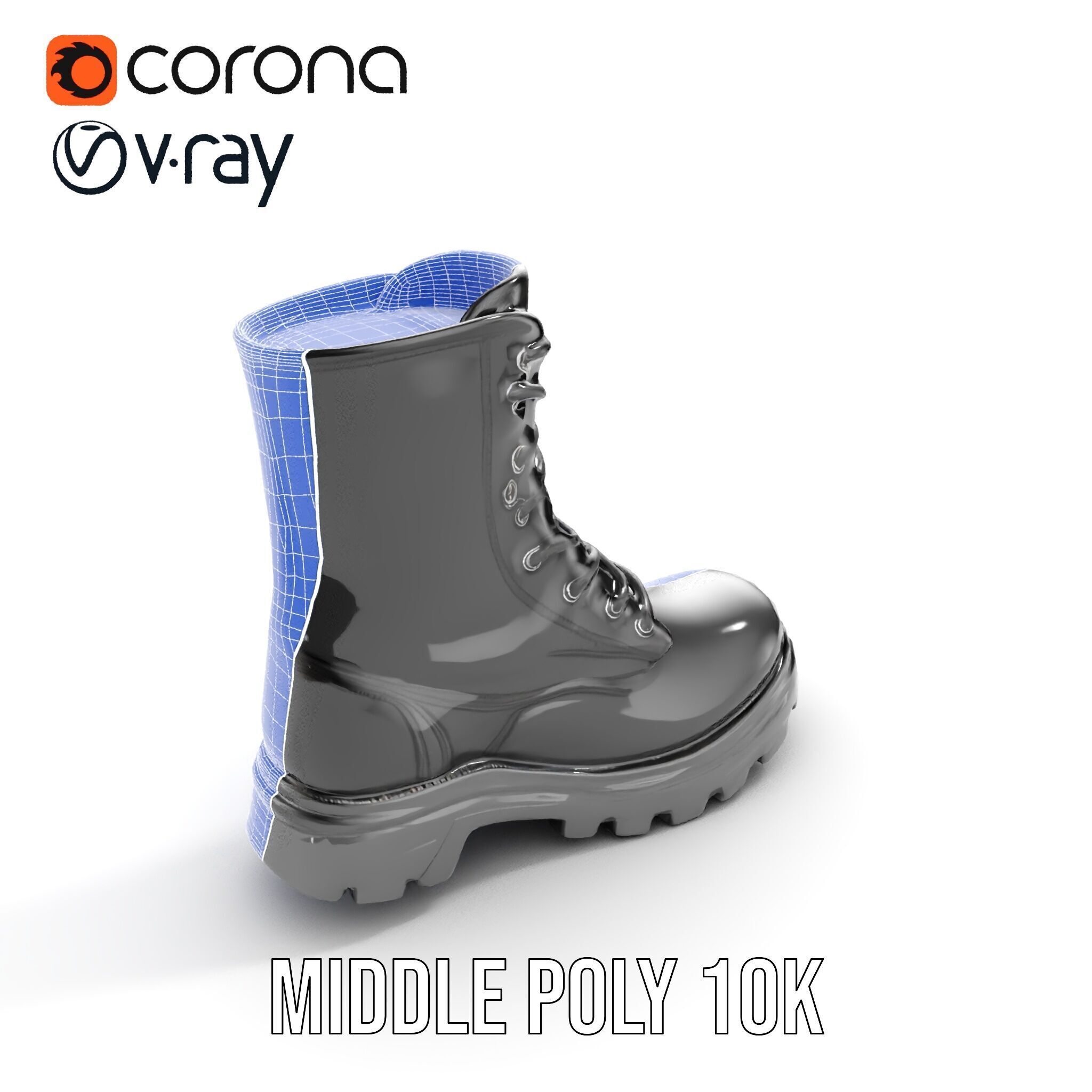 Sturdy Black Boots D Model Pack Low-poly 3D model_9