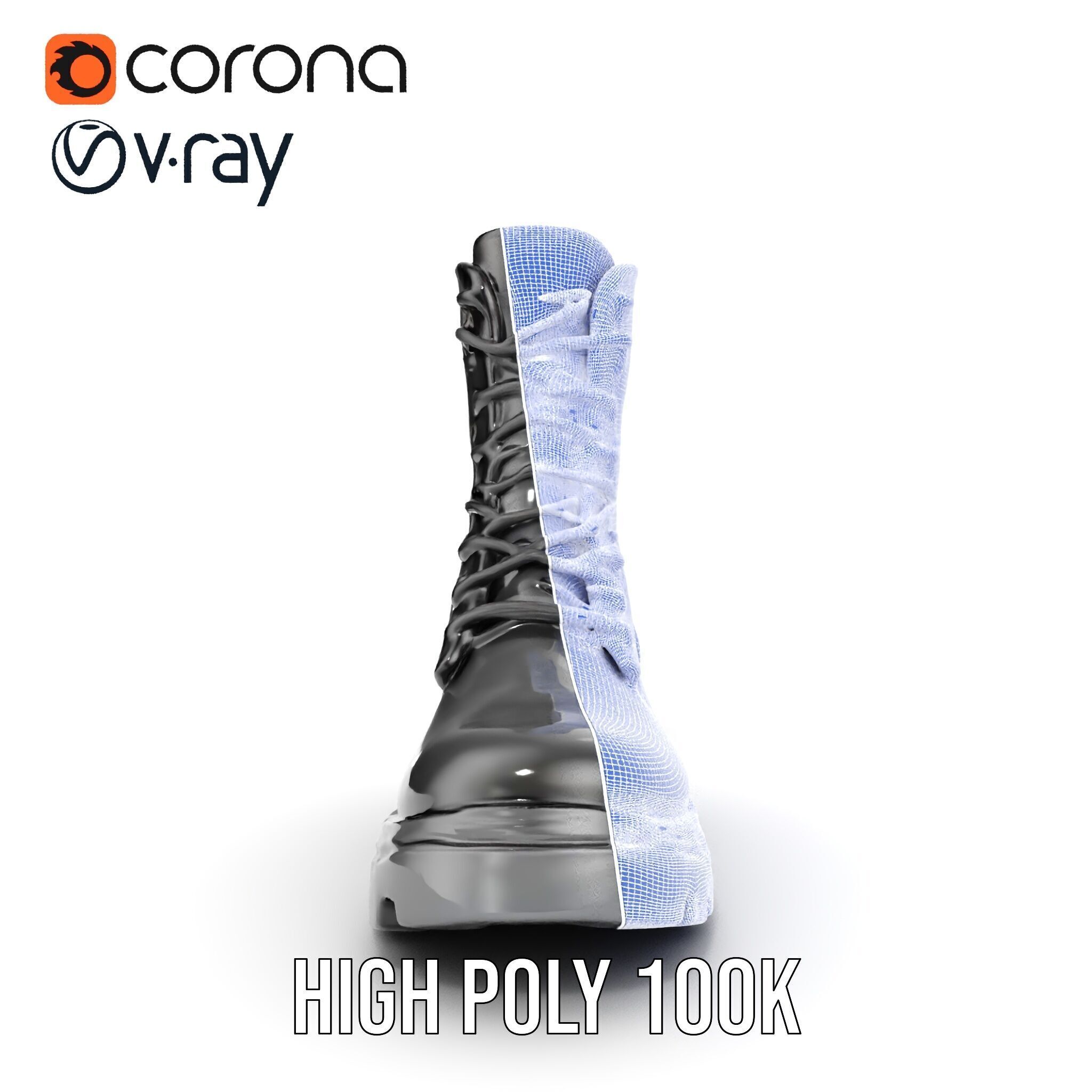 Sturdy Black Boots D Model Pack Low-poly 3D model_30